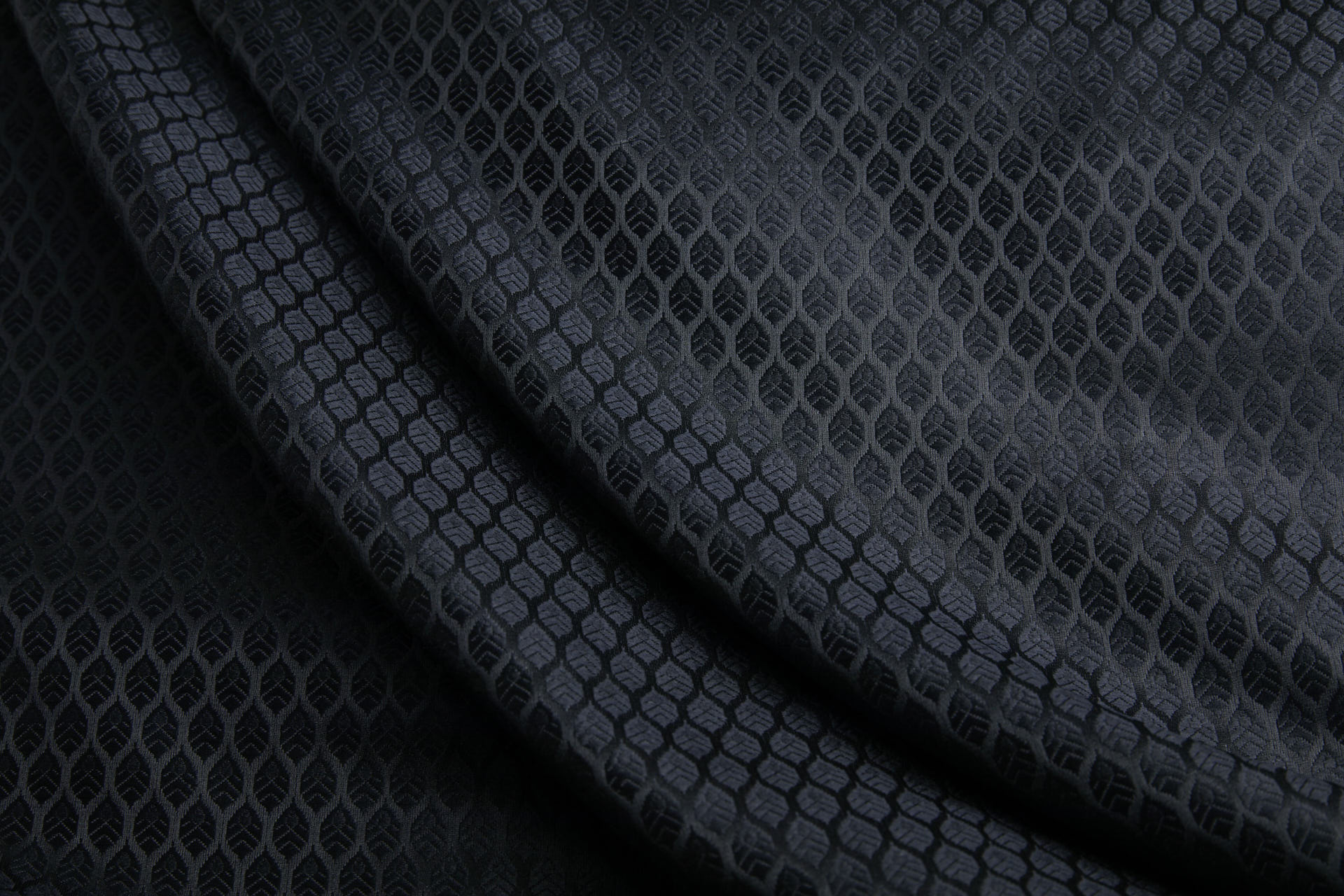 Banaras Brocade - Black / Black Leaves fabric, image 2 of 8