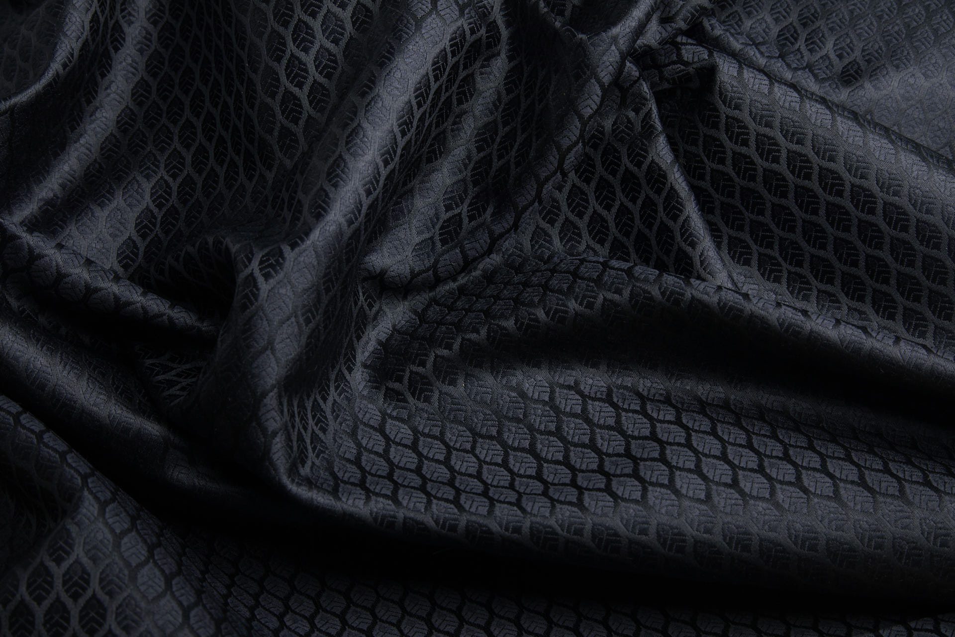 Banaras Brocade - Black / Black Leaves fabric, image 6 of 8
