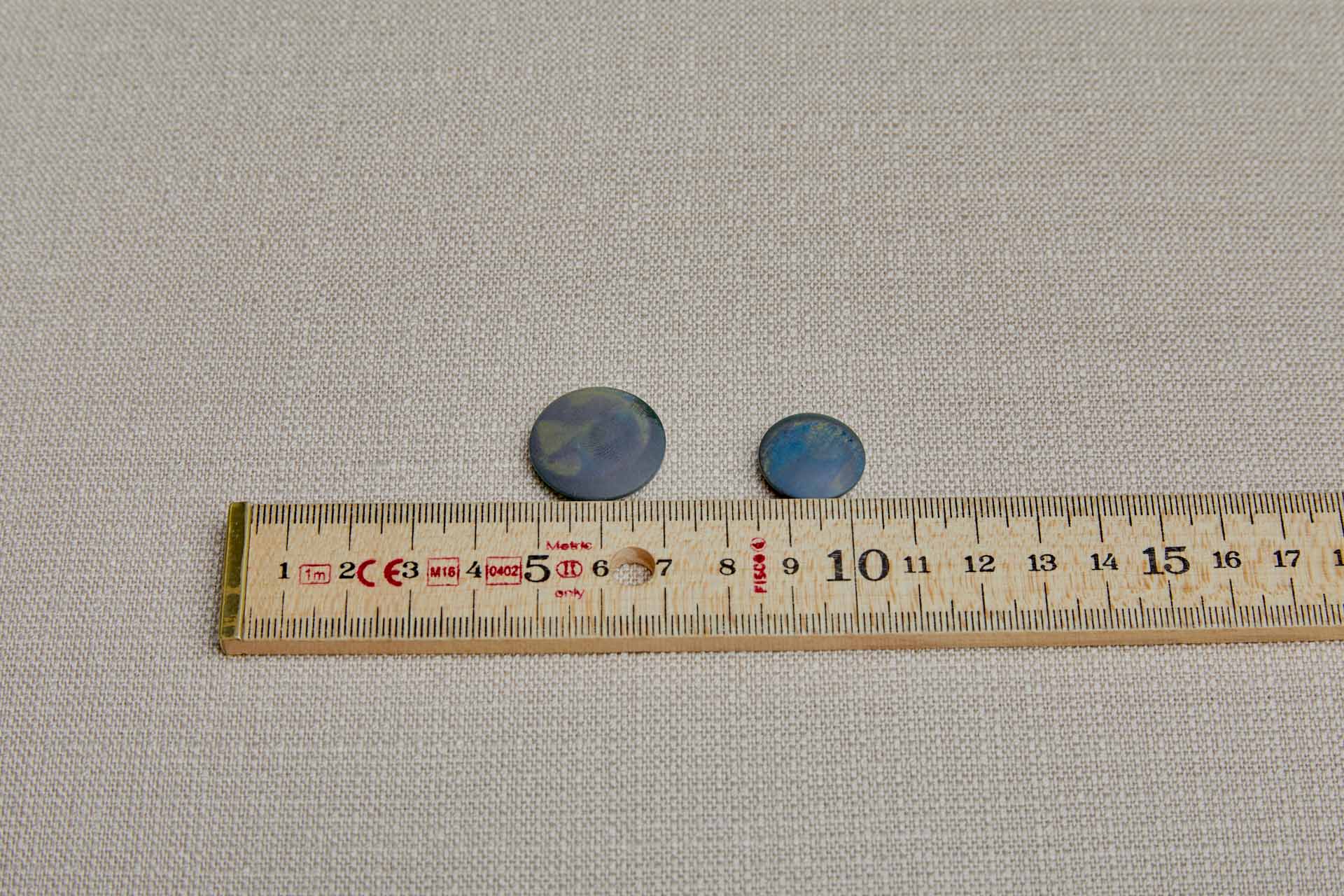 Vintage Round Prussian Blue "Faux Mother-of-pearl" Button - 1.7cm, image 3 of 3