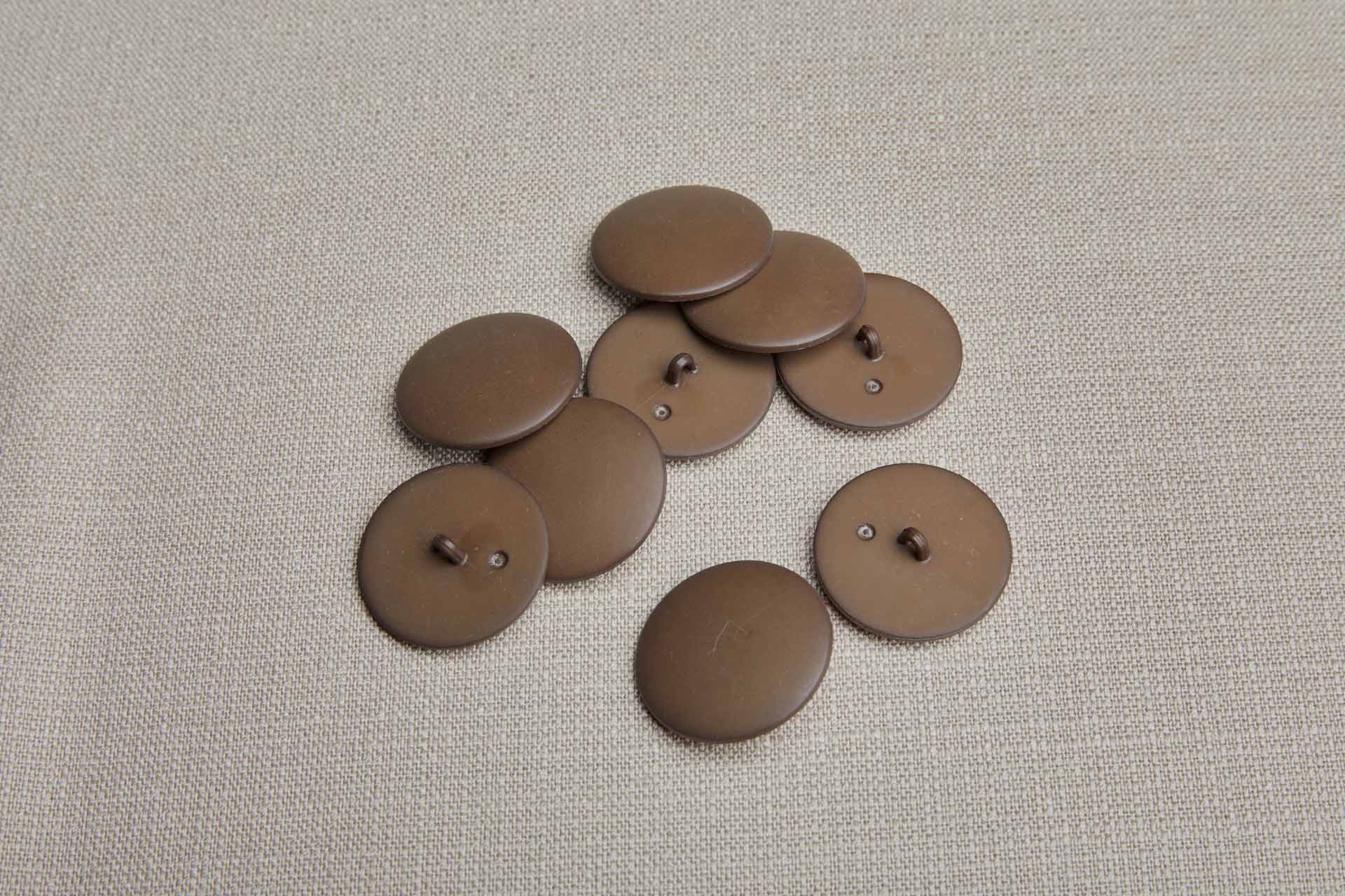 Set of 9 Large Vintage Round Dull Brown Shank Button - 3.4cm