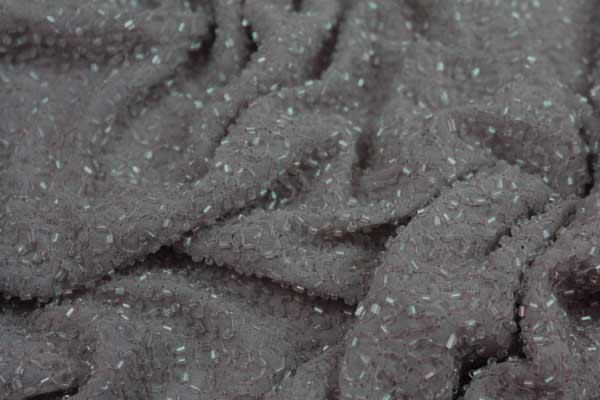 Beaded Silk Chiffon - Grey Mauve with Clear Beads - 0.9m Piece fabric, image 4 of 4