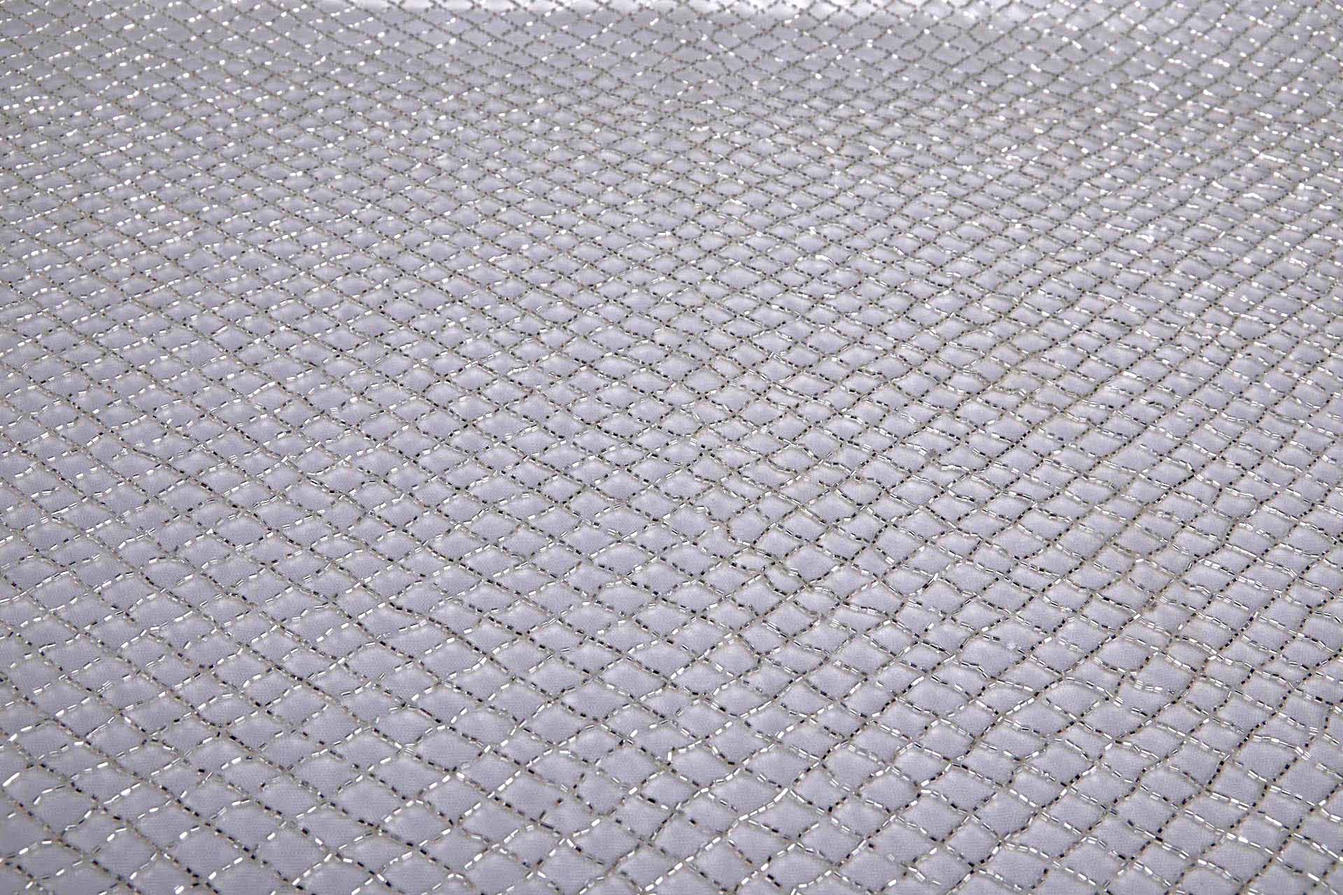 Beaded Fishnet Design on Tulle - Silver fabric, image 2 of 6