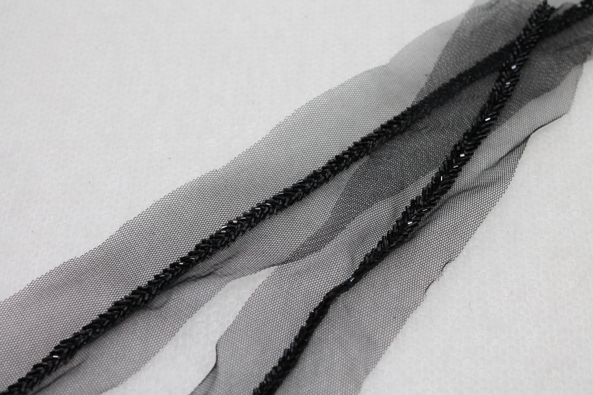 Beaded Micro Trim - Herringbone - Black, image 3 of 4