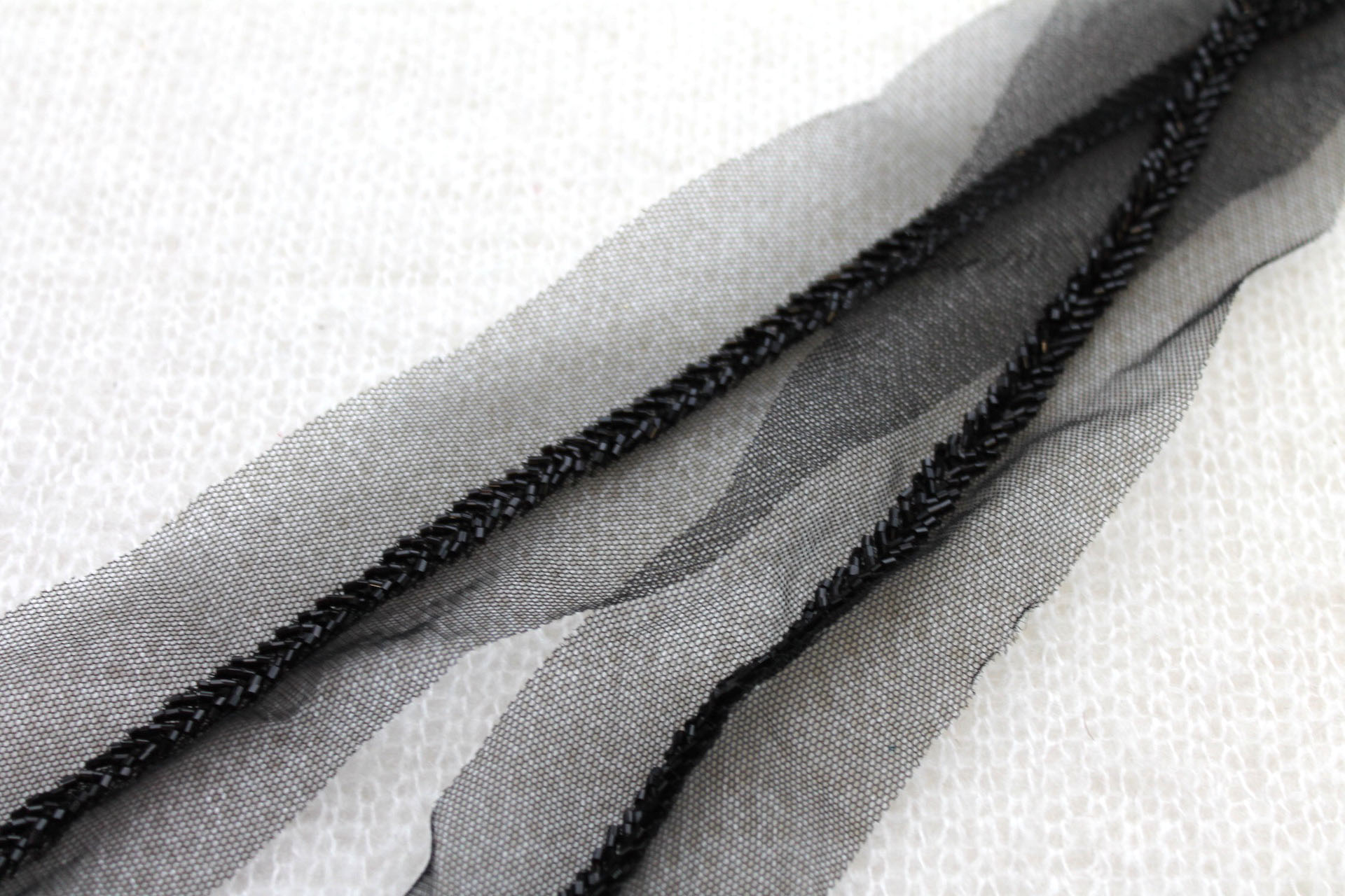 Beaded Micro Trim - Herringbone - Black, image 4 of 4