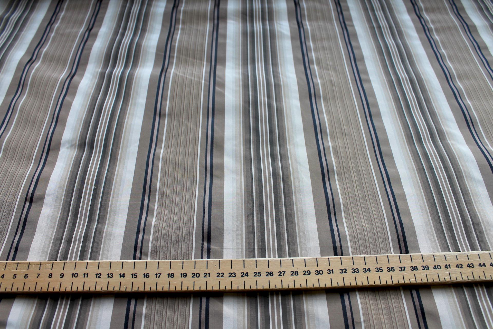Beige, Brown and Black Multi Stripe Silk Taffeta fabric, image 3 of 6