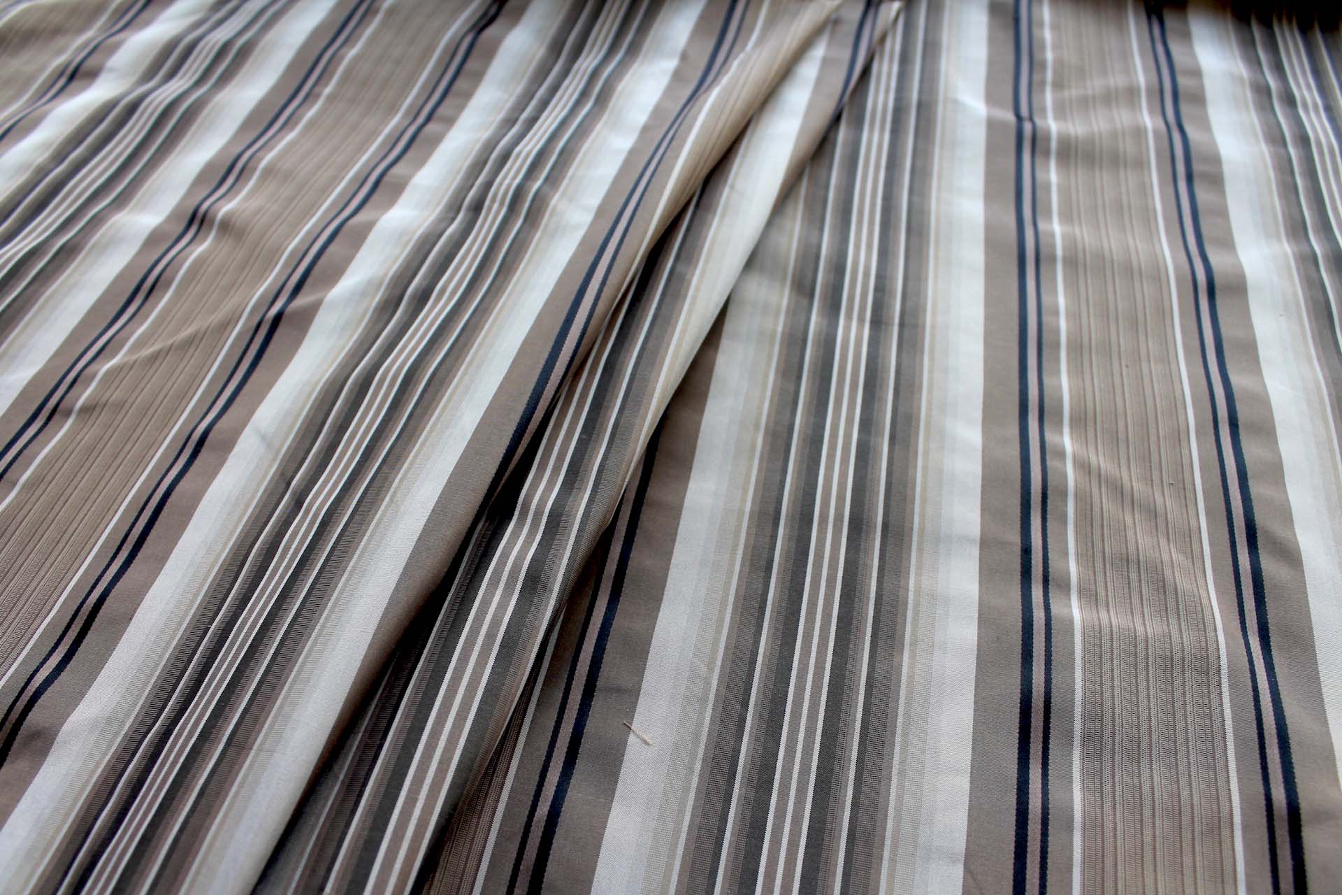 Beige, Brown and Black Multi Stripe Silk Taffeta fabric, image 5 of 6