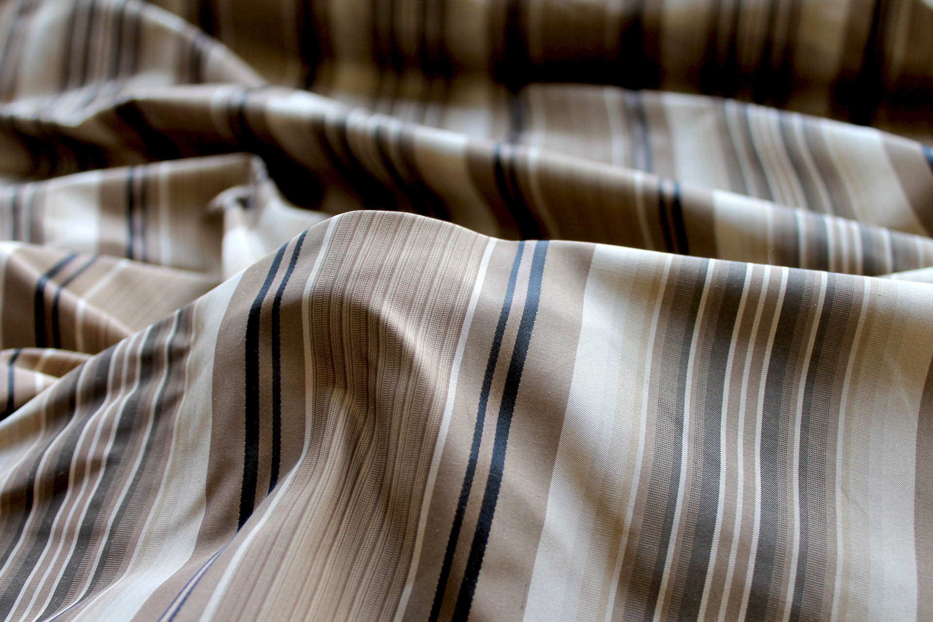 Beige, Brown and Black Multi Stripe Silk Taffeta fabric, image 6 of 6