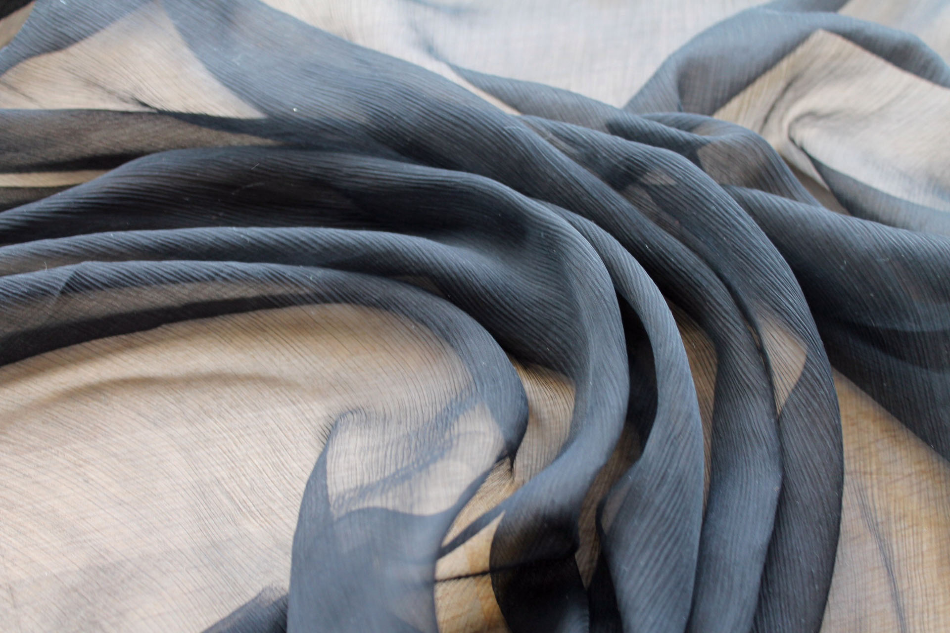 Black Crinkle Silk Chiffon fabric