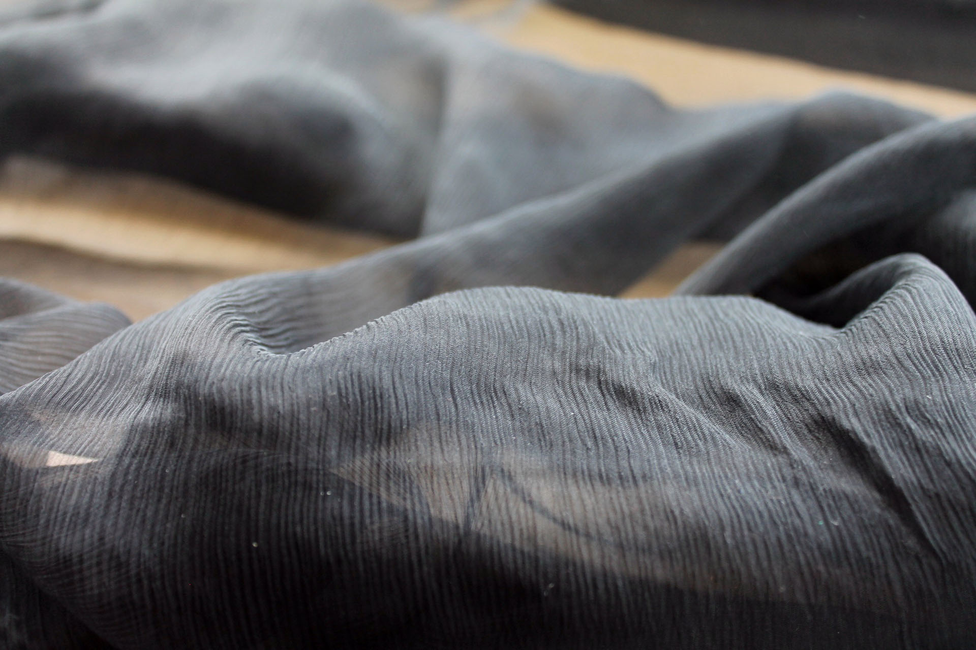 Black Crinkle Silk Chiffon fabric, image 4 of 6