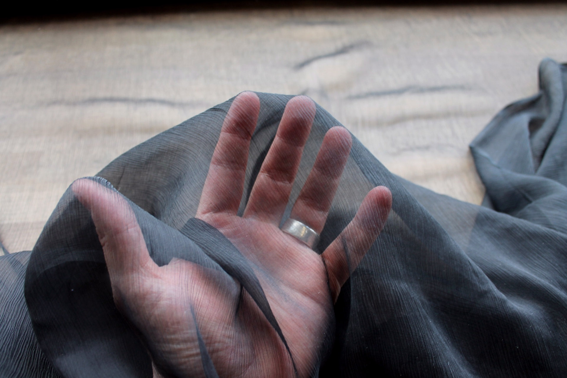 Black Crinkle Silk Chiffon fabric, image 6 of 6