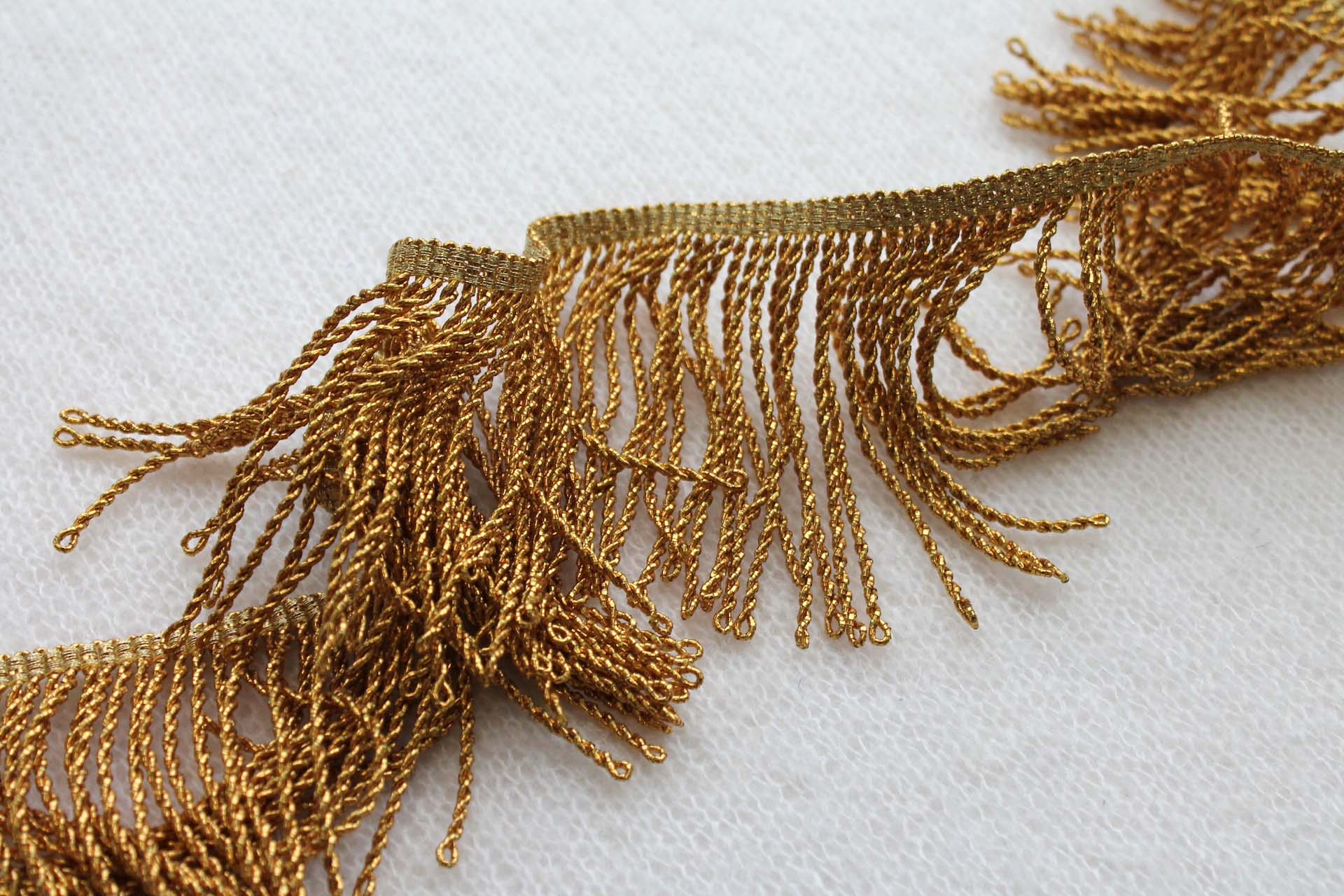 Warm Gold Mylar Fringe - 8cm trim, image 3 of 4