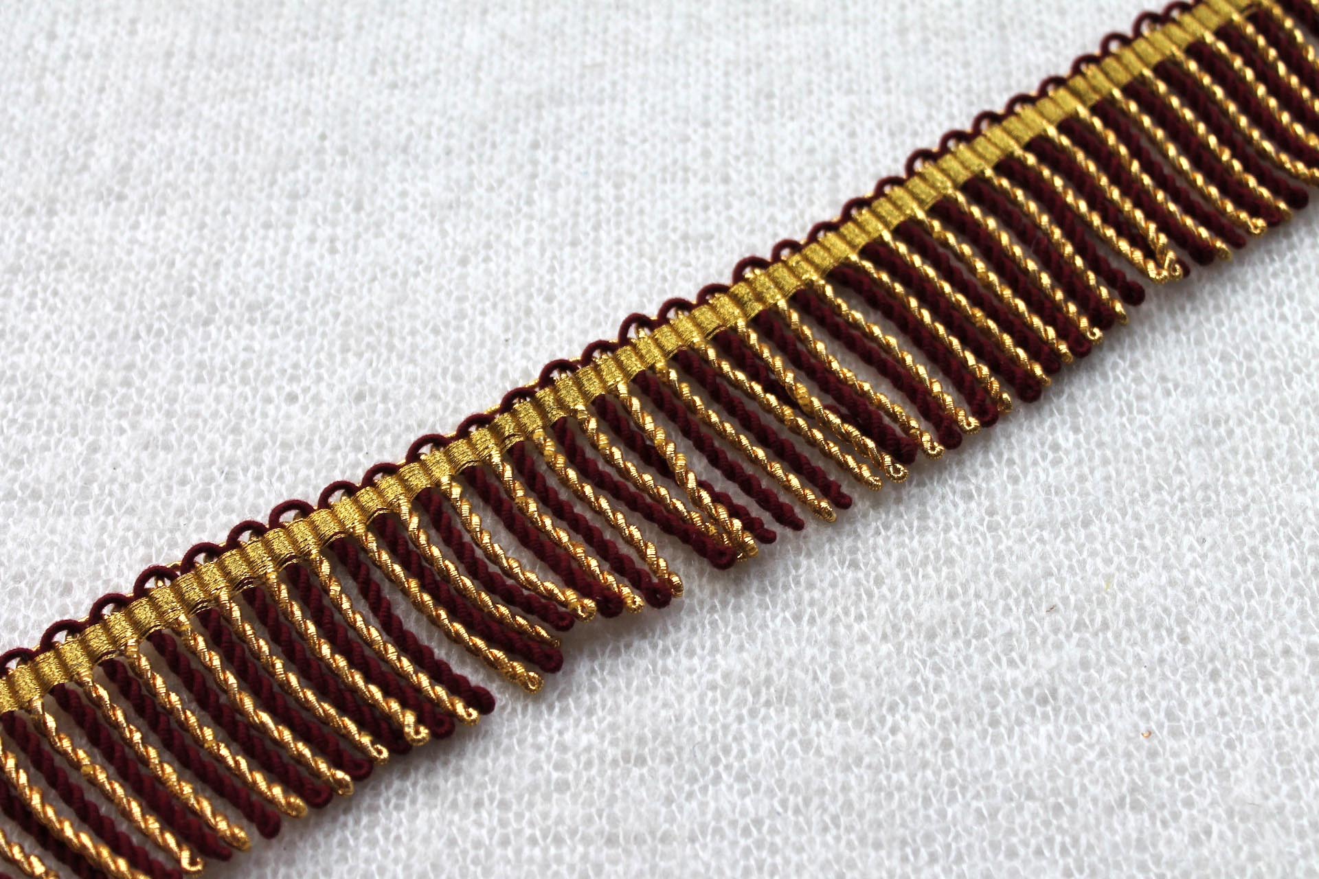 Burgundy and Gold Mylar Fringe - 5.5cm trim