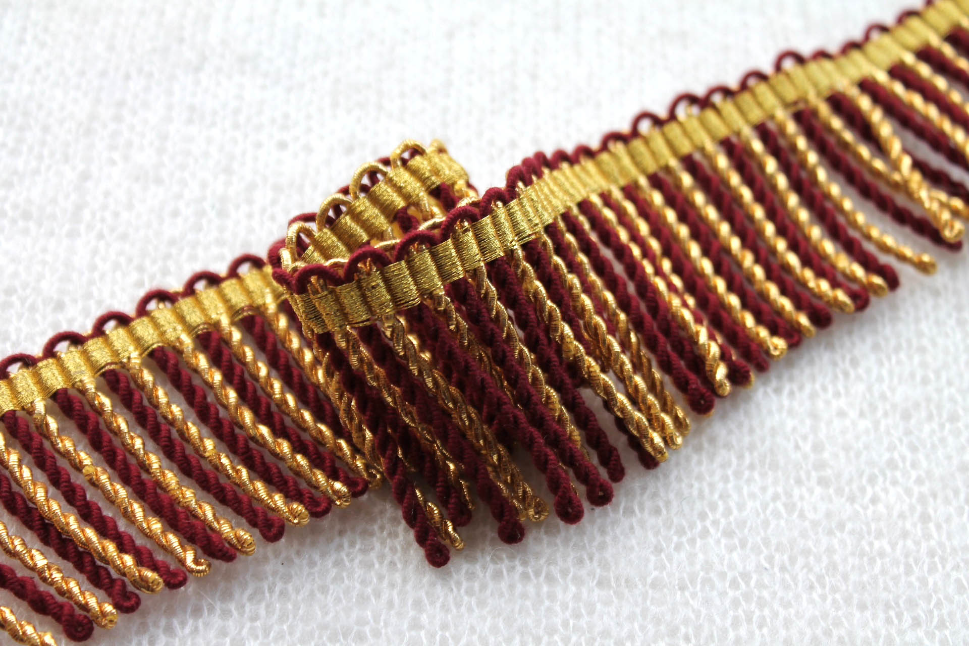 Burgundy and Gold Mylar Fringe - 5.5cm trim, image 2 of 4