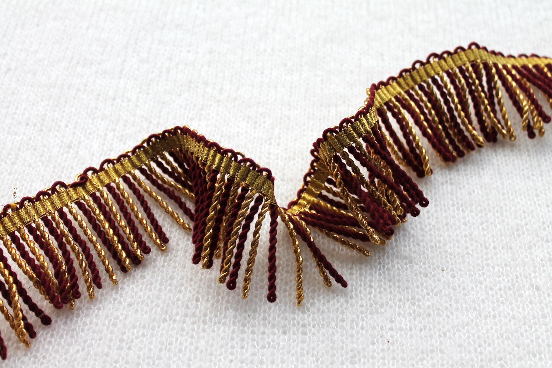 Burgundy and Gold Mylar Fringe - 5.5cm trim, image 3 of 4