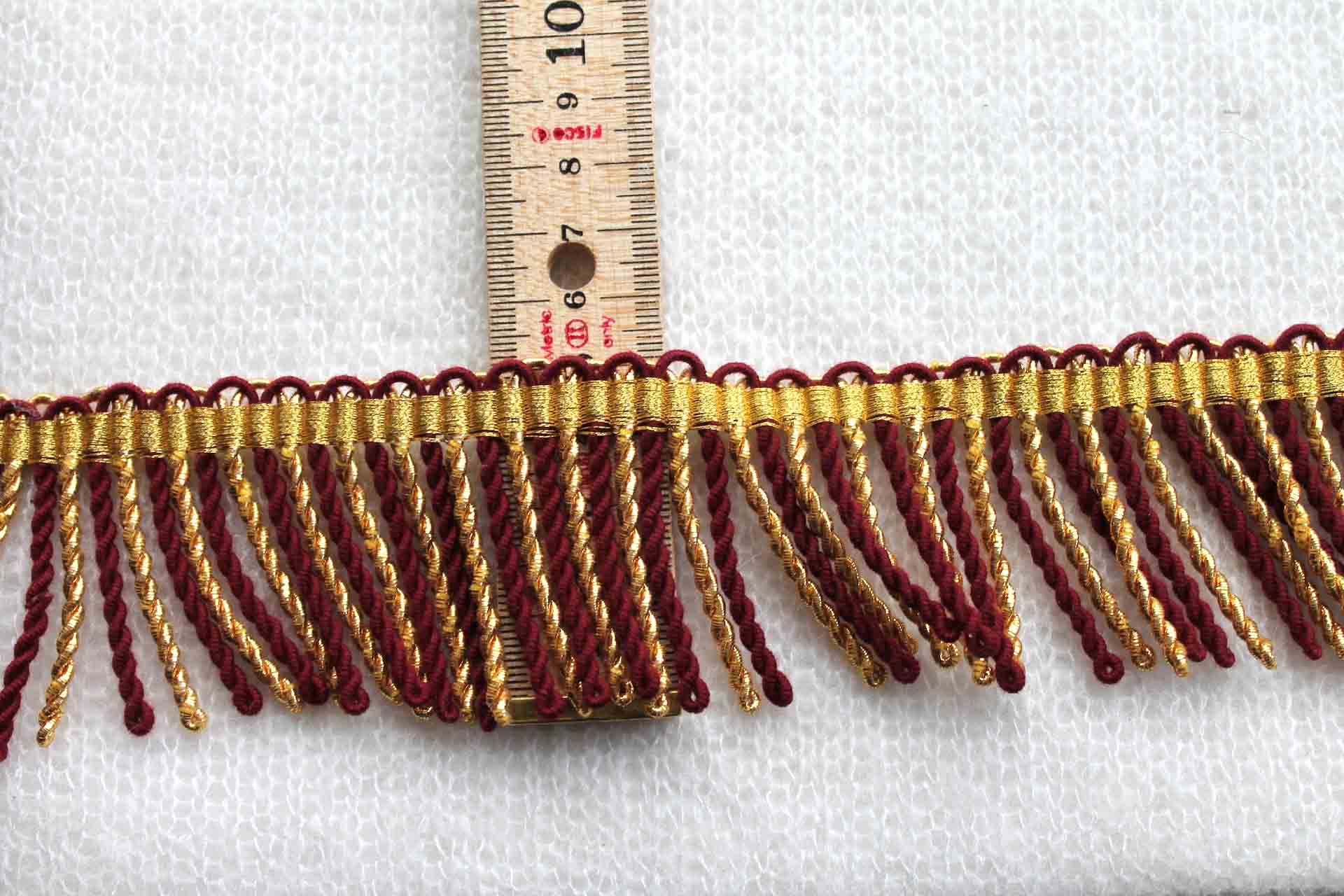 Burgundy and Gold Mylar Fringe - 5.5cm trim, image 4 of 4