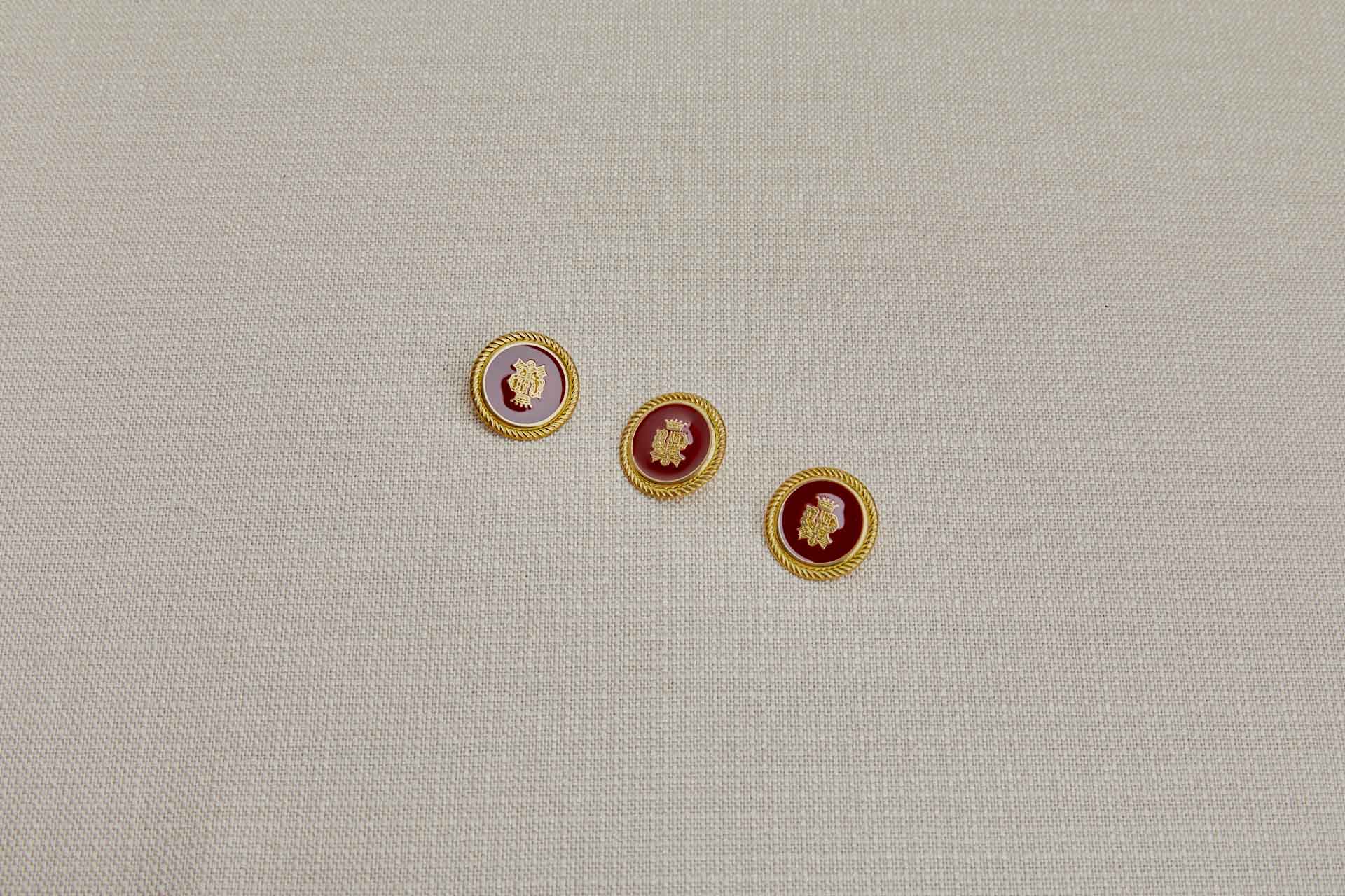 Set of 3 Vintage Military Button - Red 2.5cm, image 3 of 3