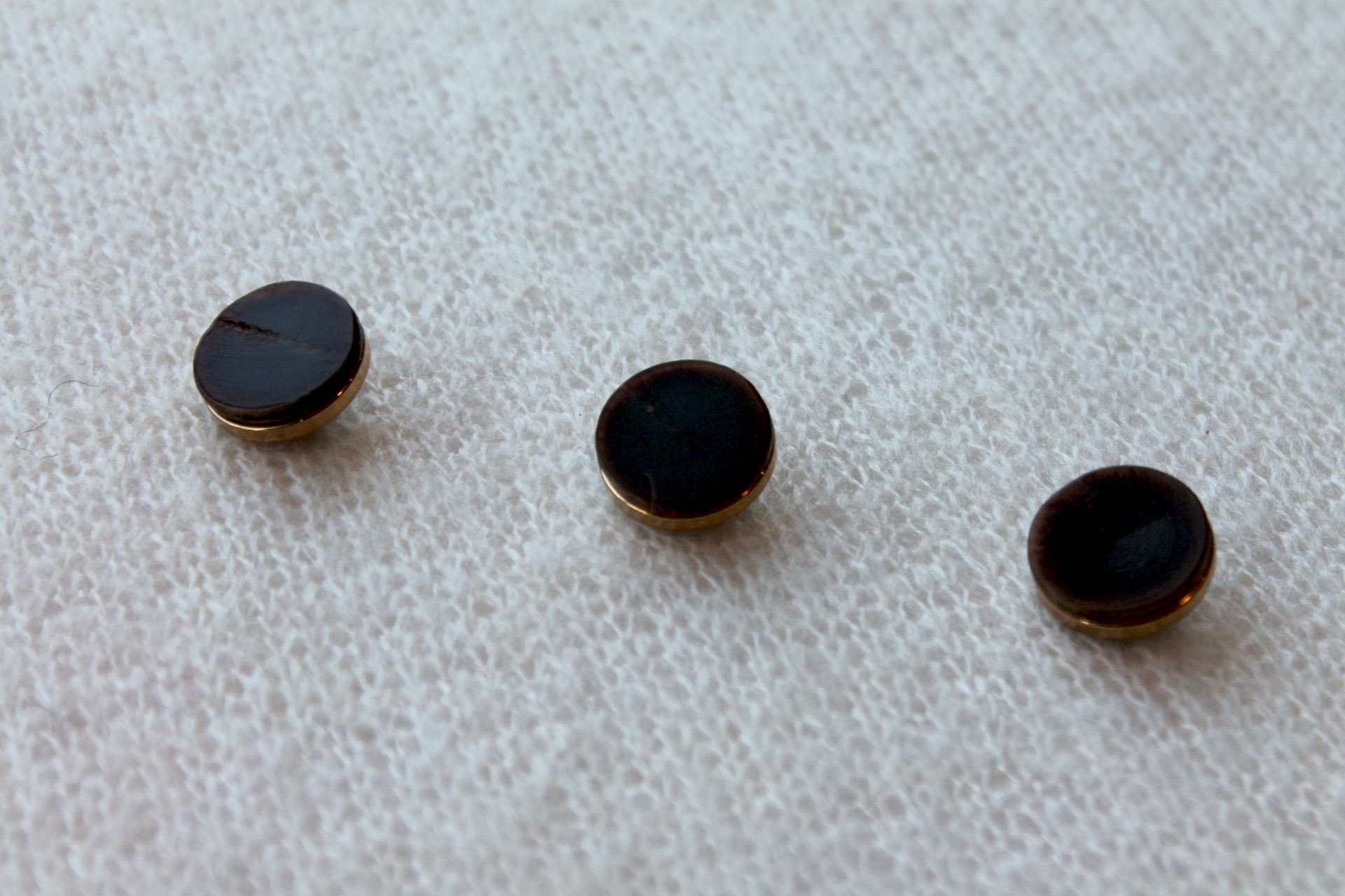 Gold Metal Shank Button with Brown "Stone" Resin Inlay - 1.9-2.1cm, image 2 of 3