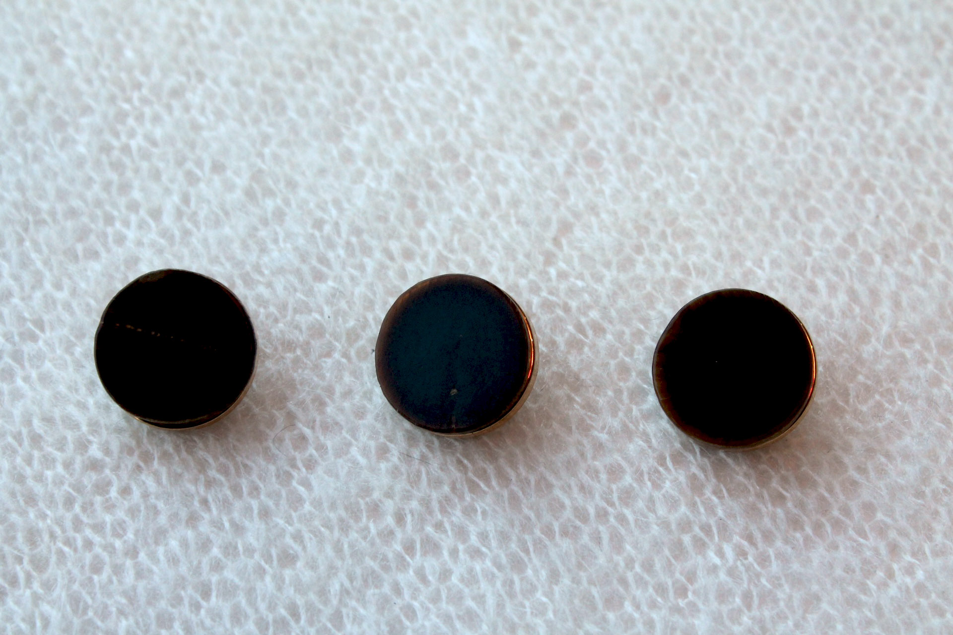 Gold Metal Shank Button with Brown "Stone" Resin Inlay - 1.9-2.1cm, image 3 of 3