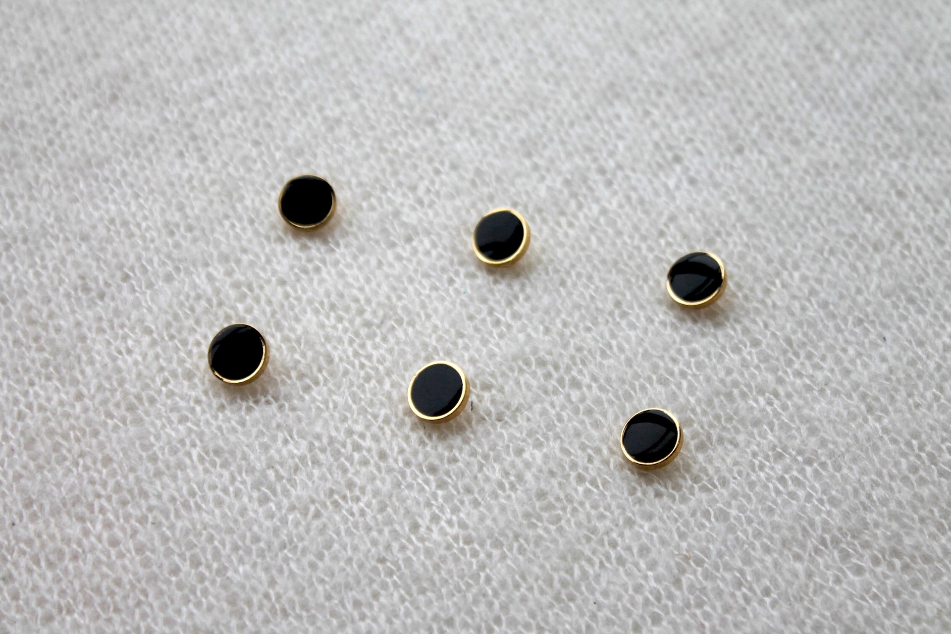 Gold Metal Shank Button with Black Glass Inlay - 1cm