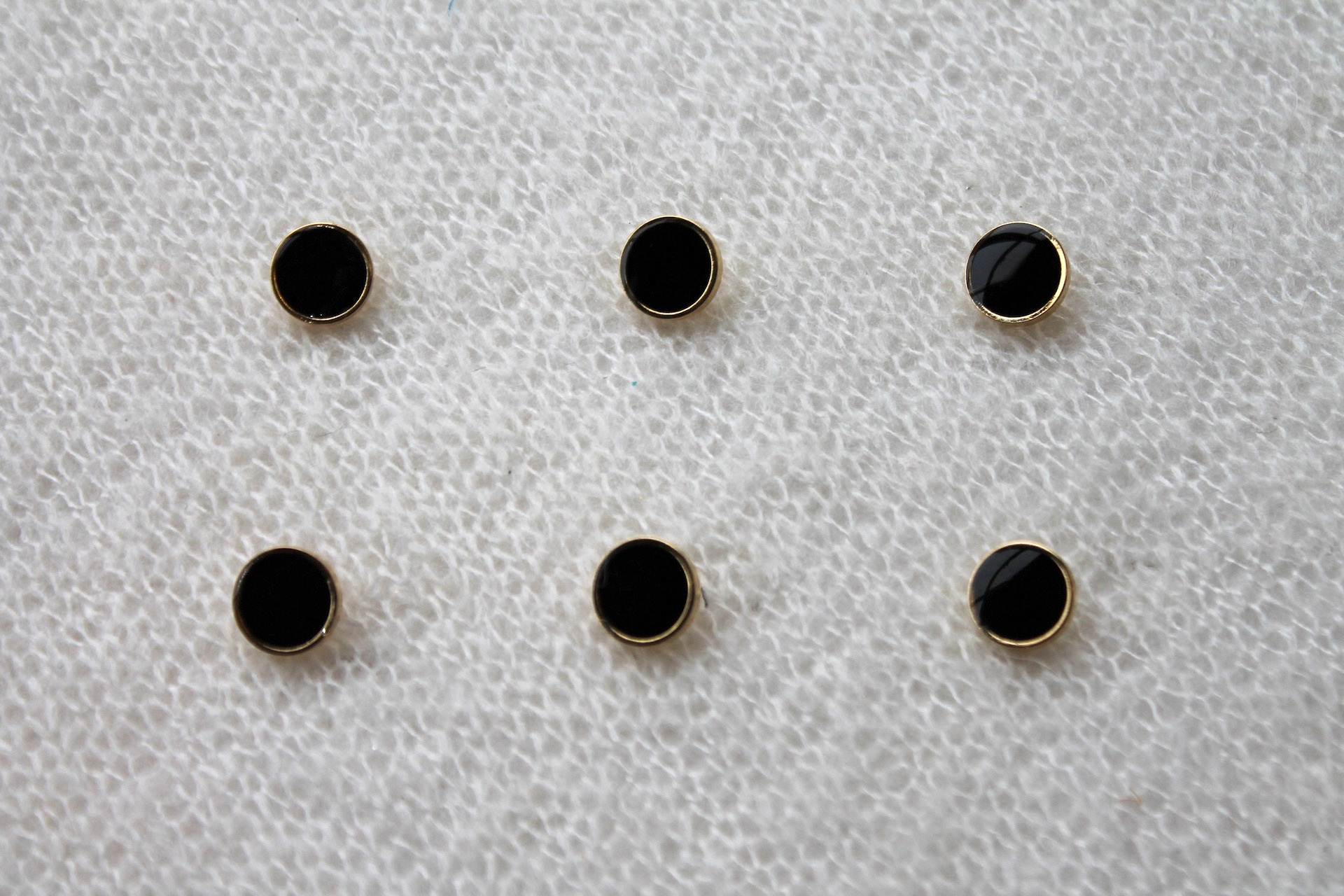 Gold Metal Shank Button with Black Glass Inlay - 1cm, image 2 of 4