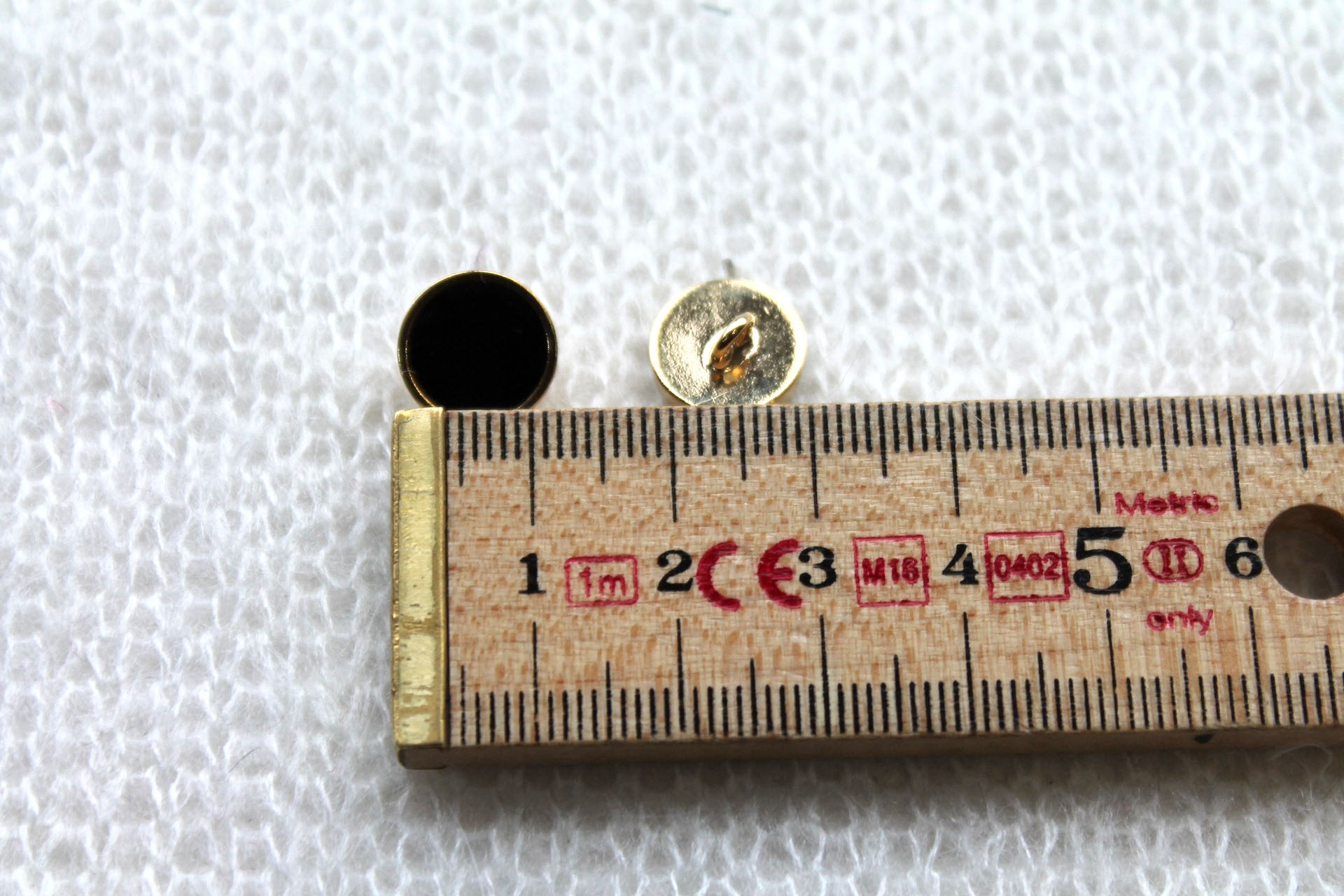 Gold Metal Shank Button with Black Glass Inlay - 1cm, image 4 of 4