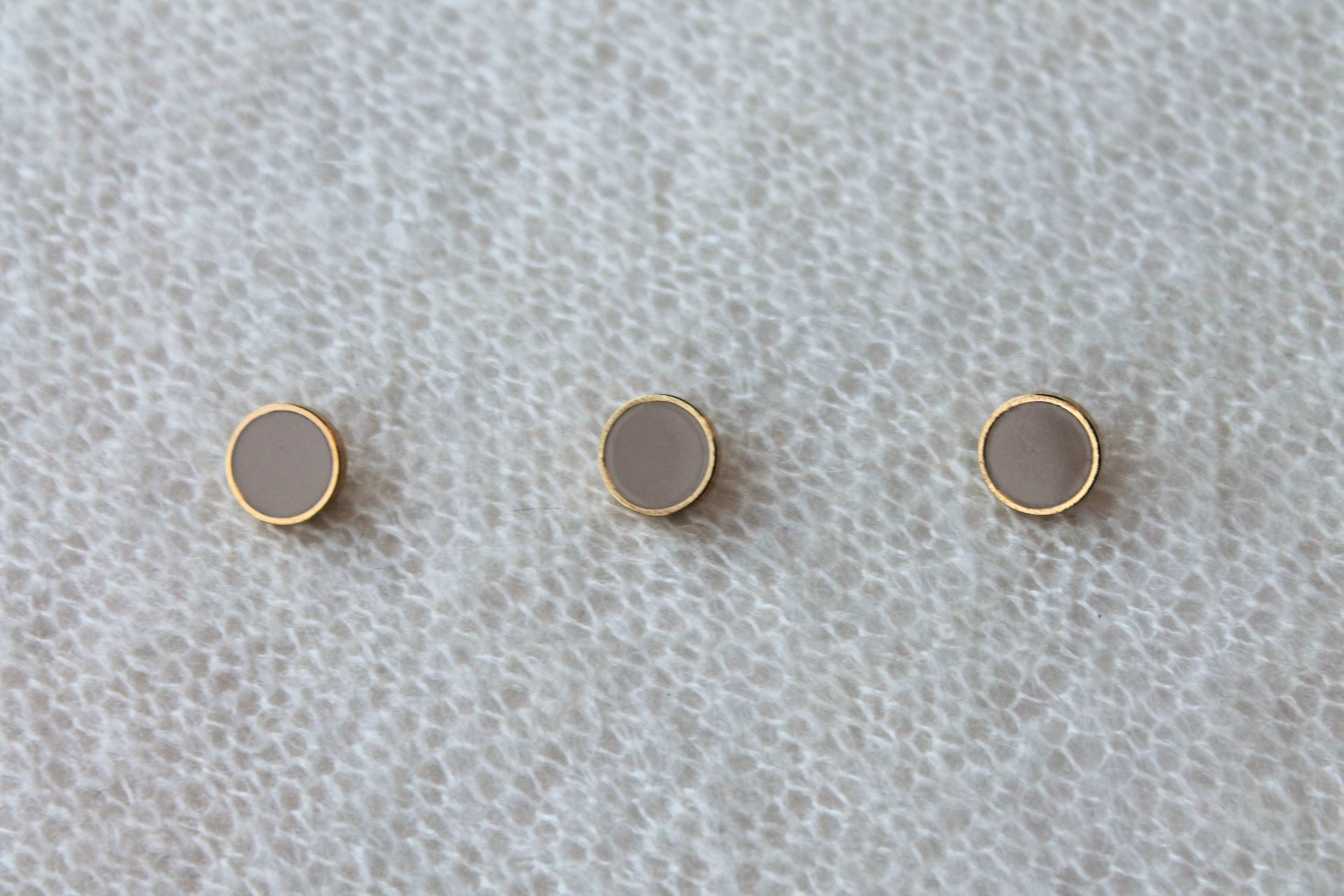 Gold Metal Shank Button with Blush Pink Glass Inlay - 1cm, image 2 of 3