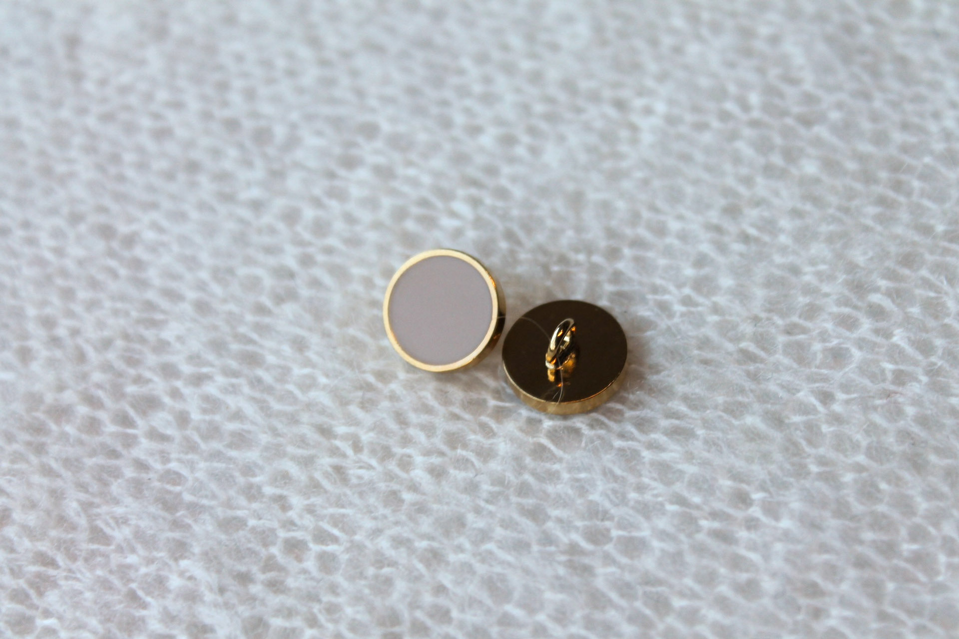 Gold Metal Shank Button with Blush Pink Glass Inlay - 1cm, image 3 of 3