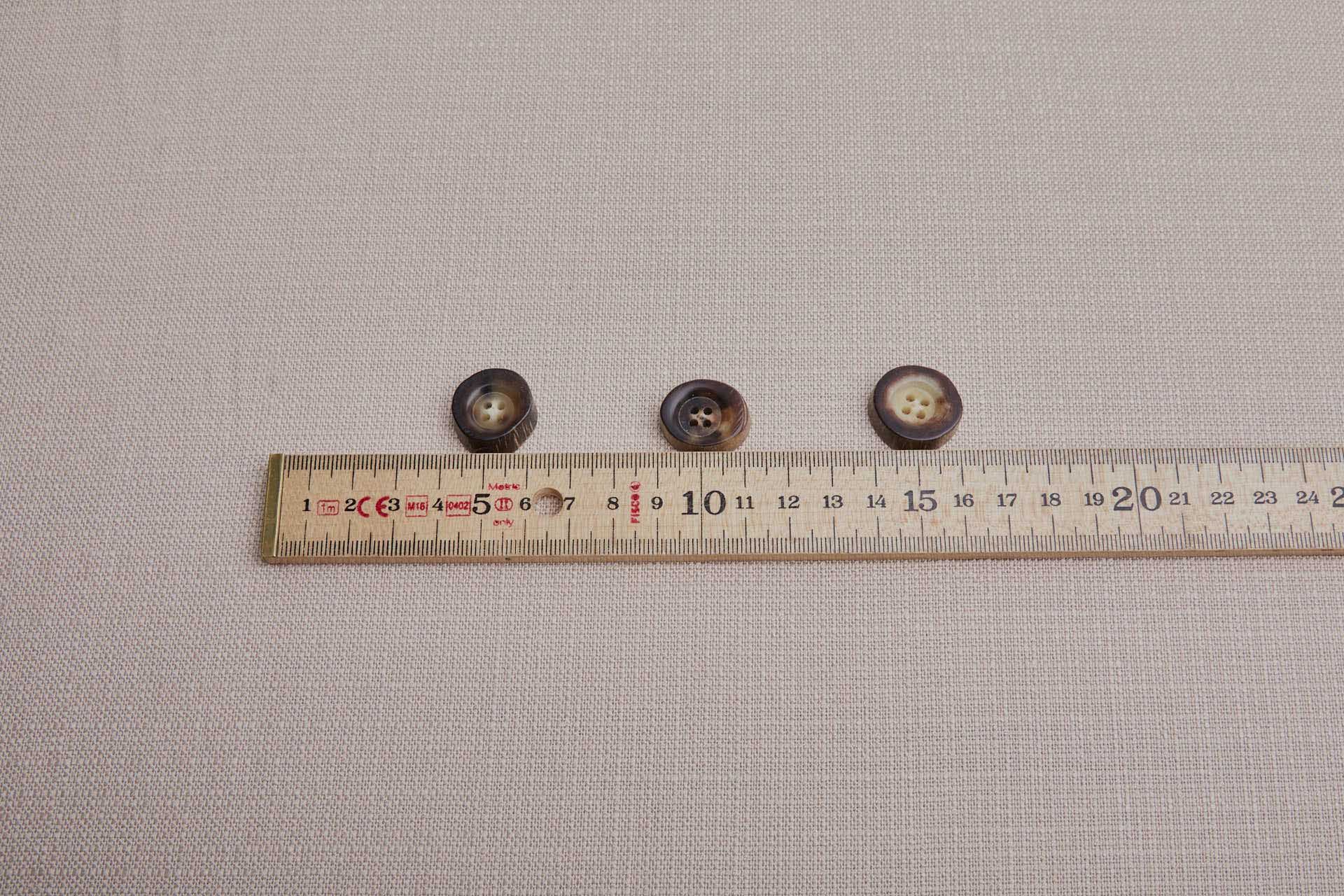 Medium Brown Thick Cut Horn Button - Small, image 3 of 3