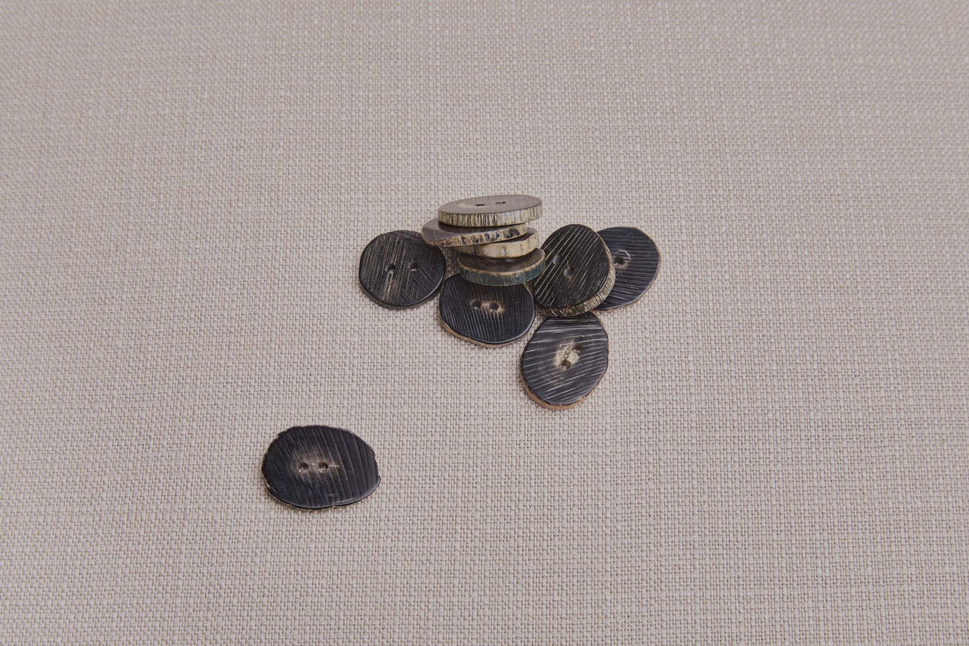 Blackish Brown Flat Cut Horn Button - Small, image 2 of 3