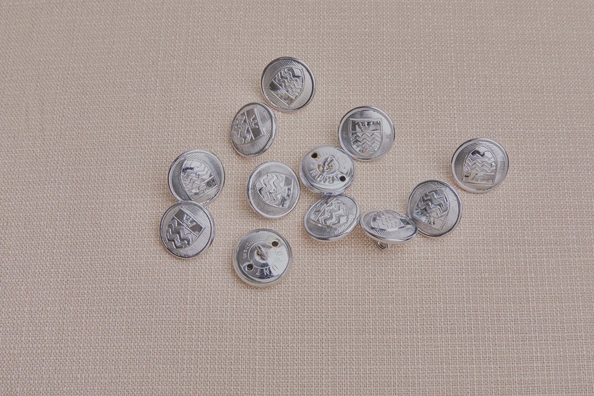 Reproduction Silver Metal Uniform Button - Large, image 3 of 3