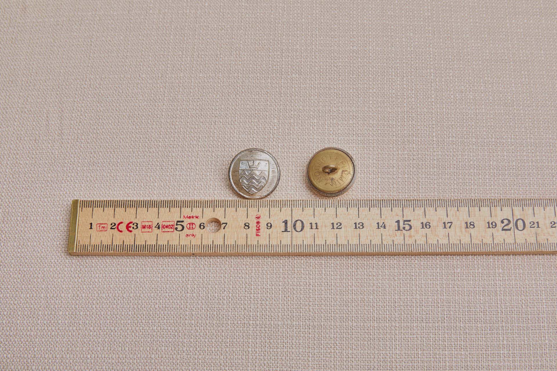 Antique Silver Metal Uniform Button - Large, image 2 of 3