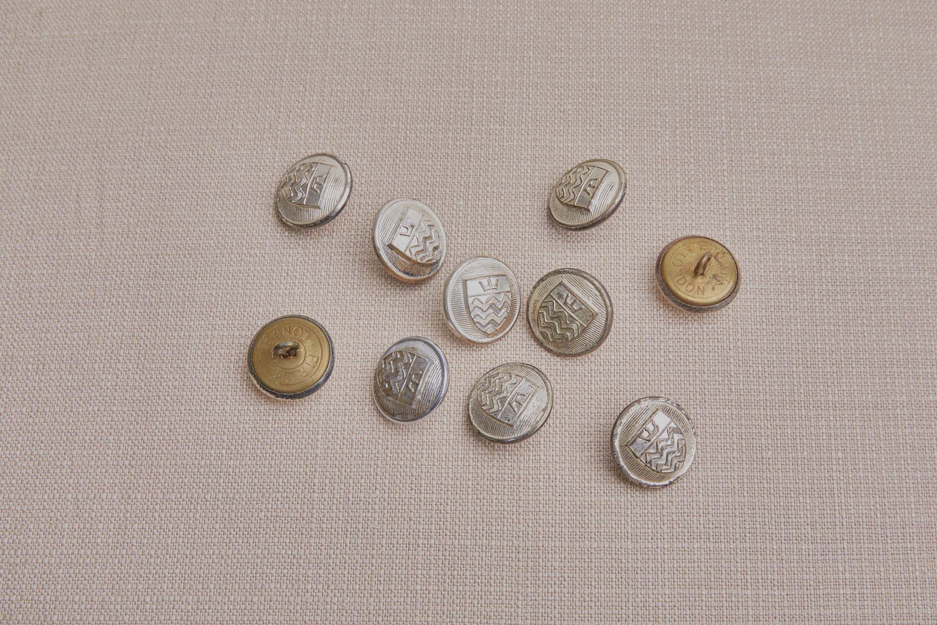 Antique Silver Metal Uniform Button - Large