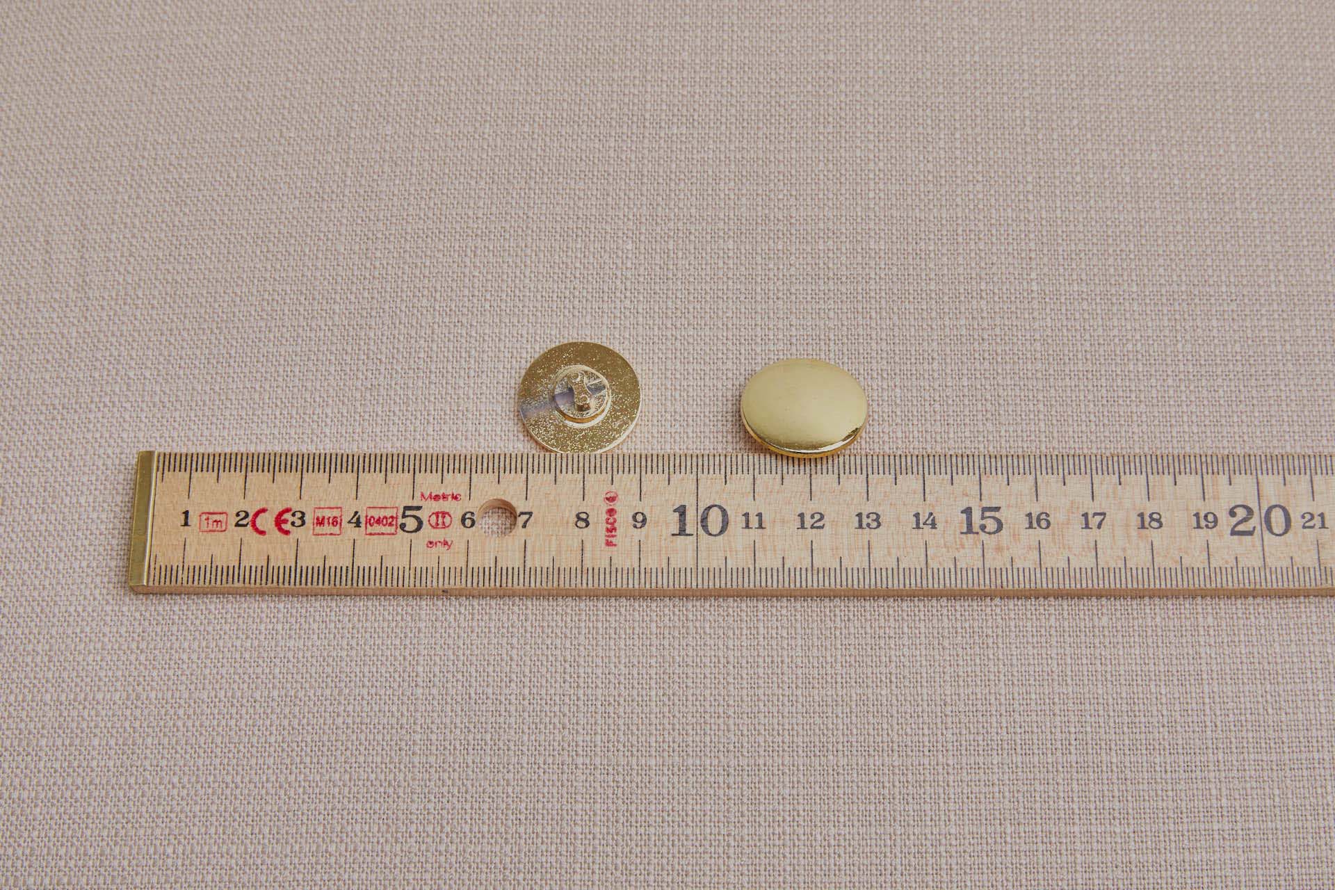 Plain Round Bright Gold Plastic Shank Button, image 2 of 3
