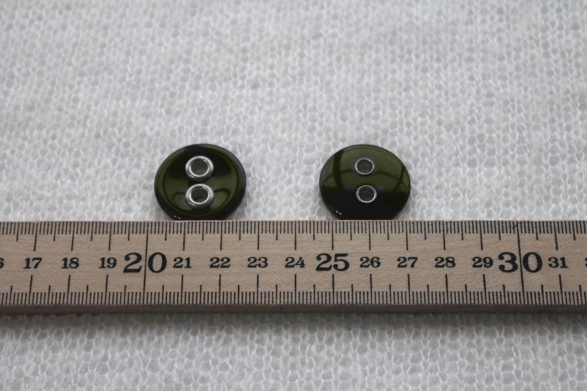 Olive Green Resin Button with Metal Rivets - 2.5cm, image 3 of 4