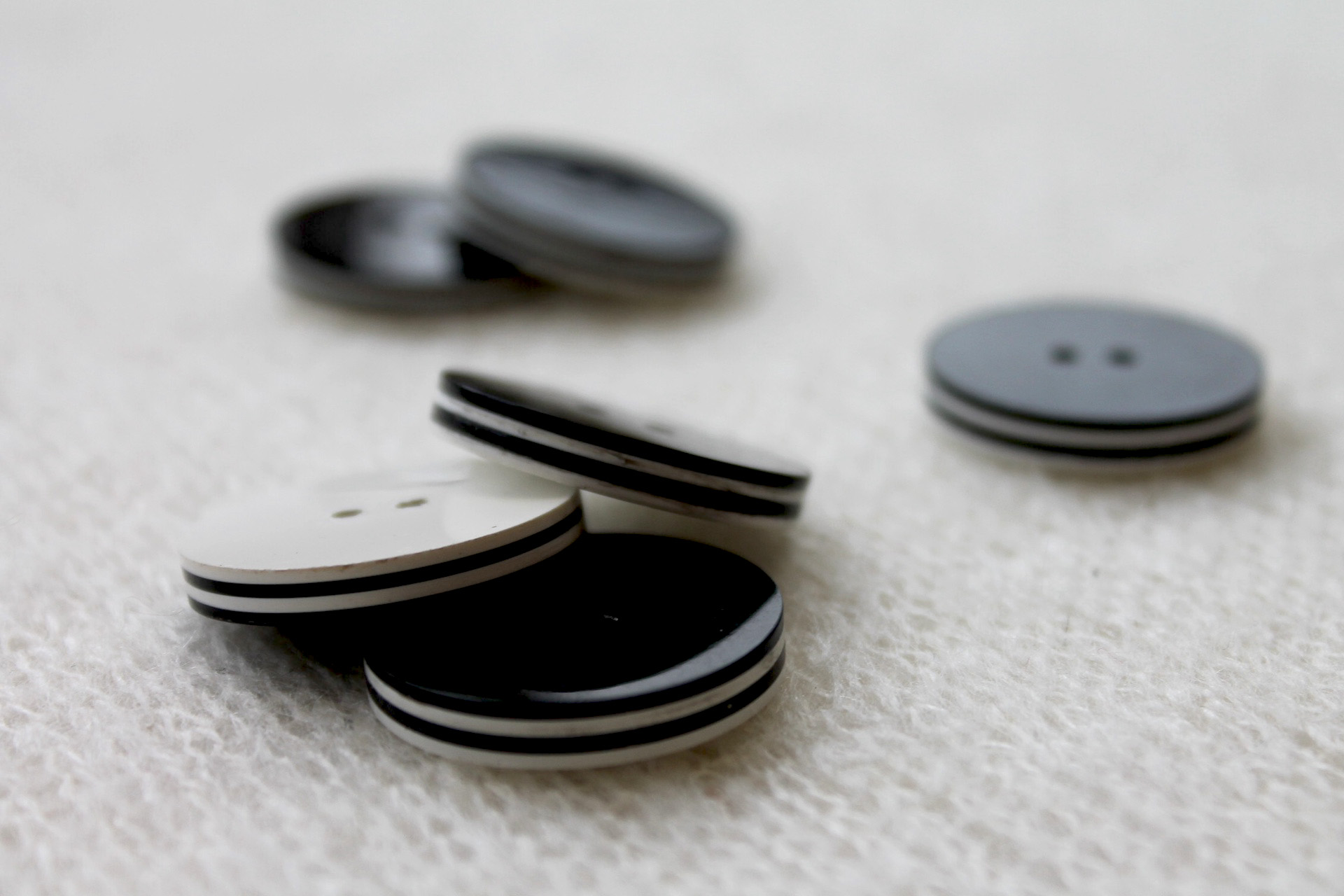 Vintage Reversible White and Black Button - 2.7cm