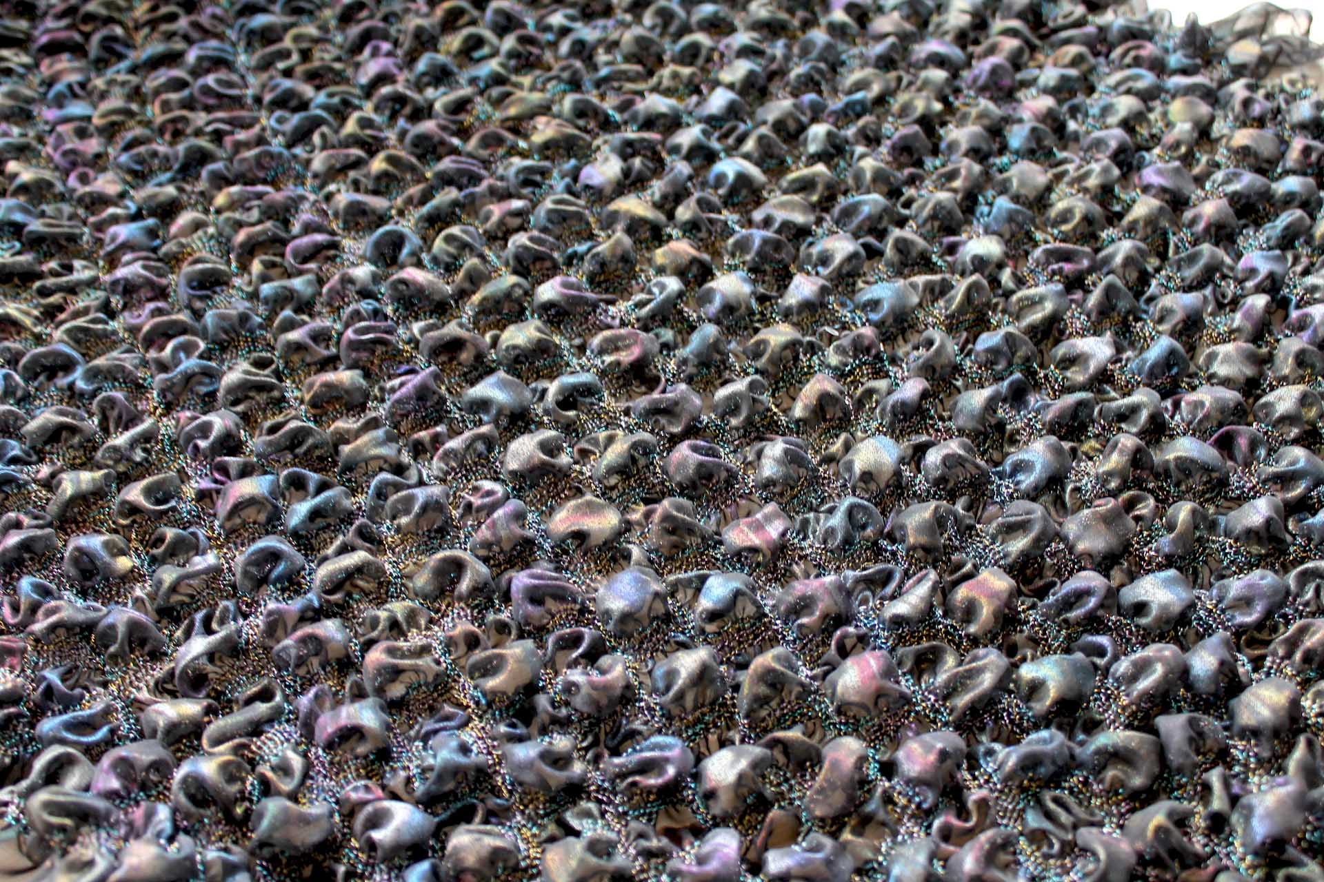 "Bubble" Shirred Foil Printed Chiffon - Black Oil Slick fabric, image 2 of 6
