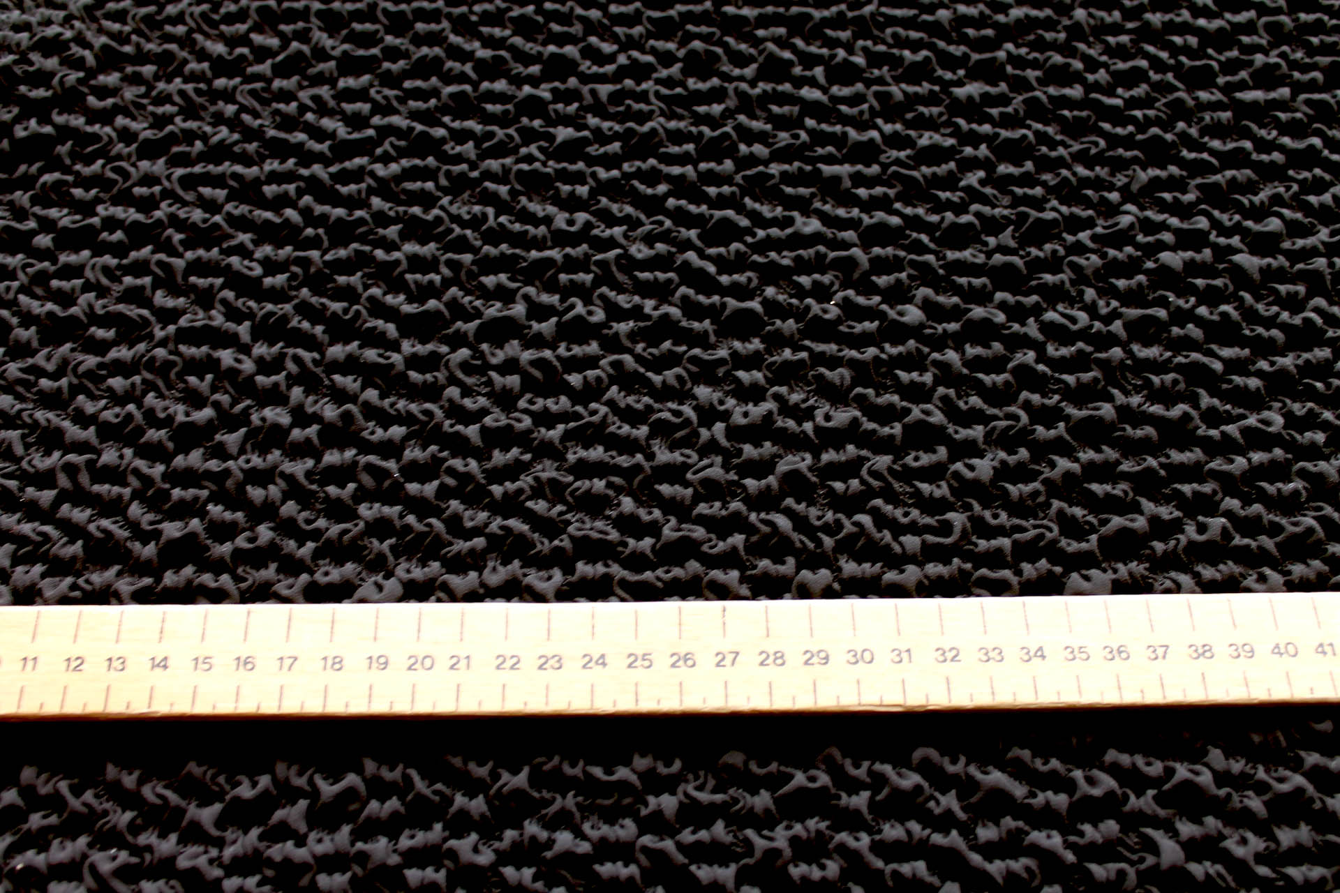 "Bubble" Shirred Recycled Polyester Georgette - Black fabric, image 3 of 7