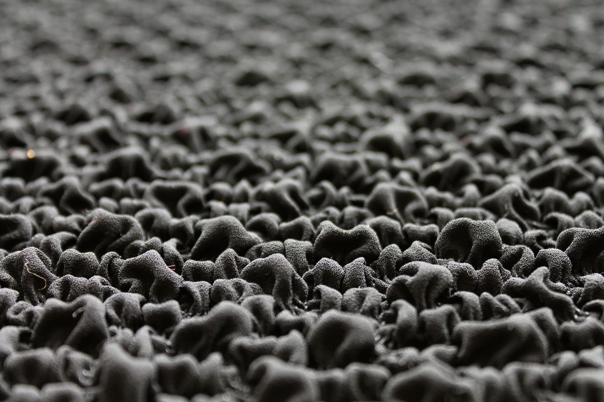 "Bubble" Shirred Recycled Polyester Georgette - Black fabric