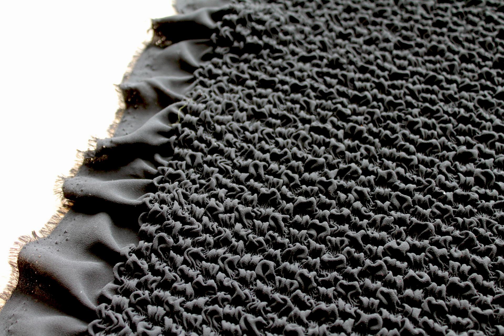 "Bubble" Shirred Recycled Polyester Georgette - Black fabric, image 7 of 7