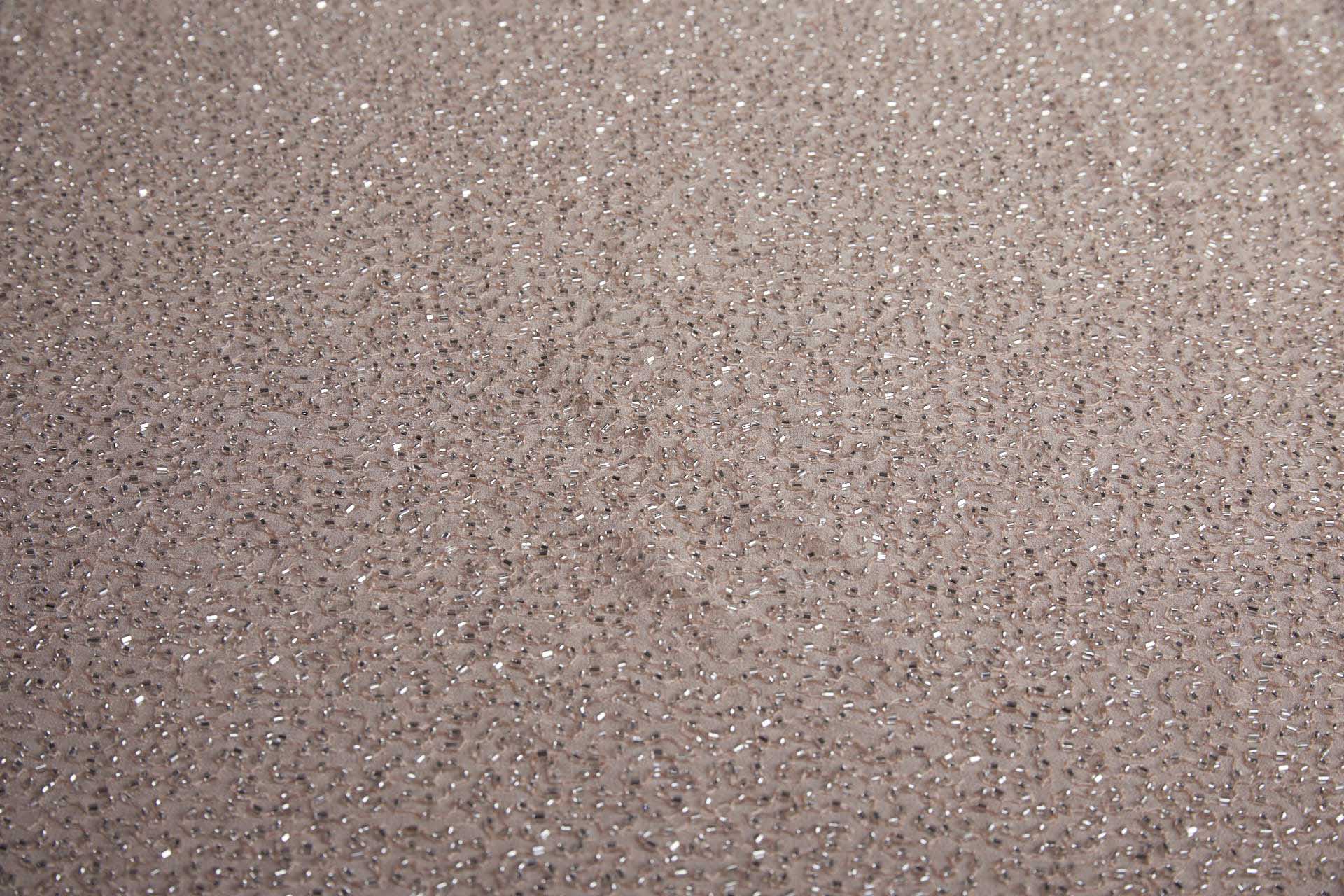 Beaded Silk Chiffon - Nude with Silver Beads fabric, image 2 of 3
