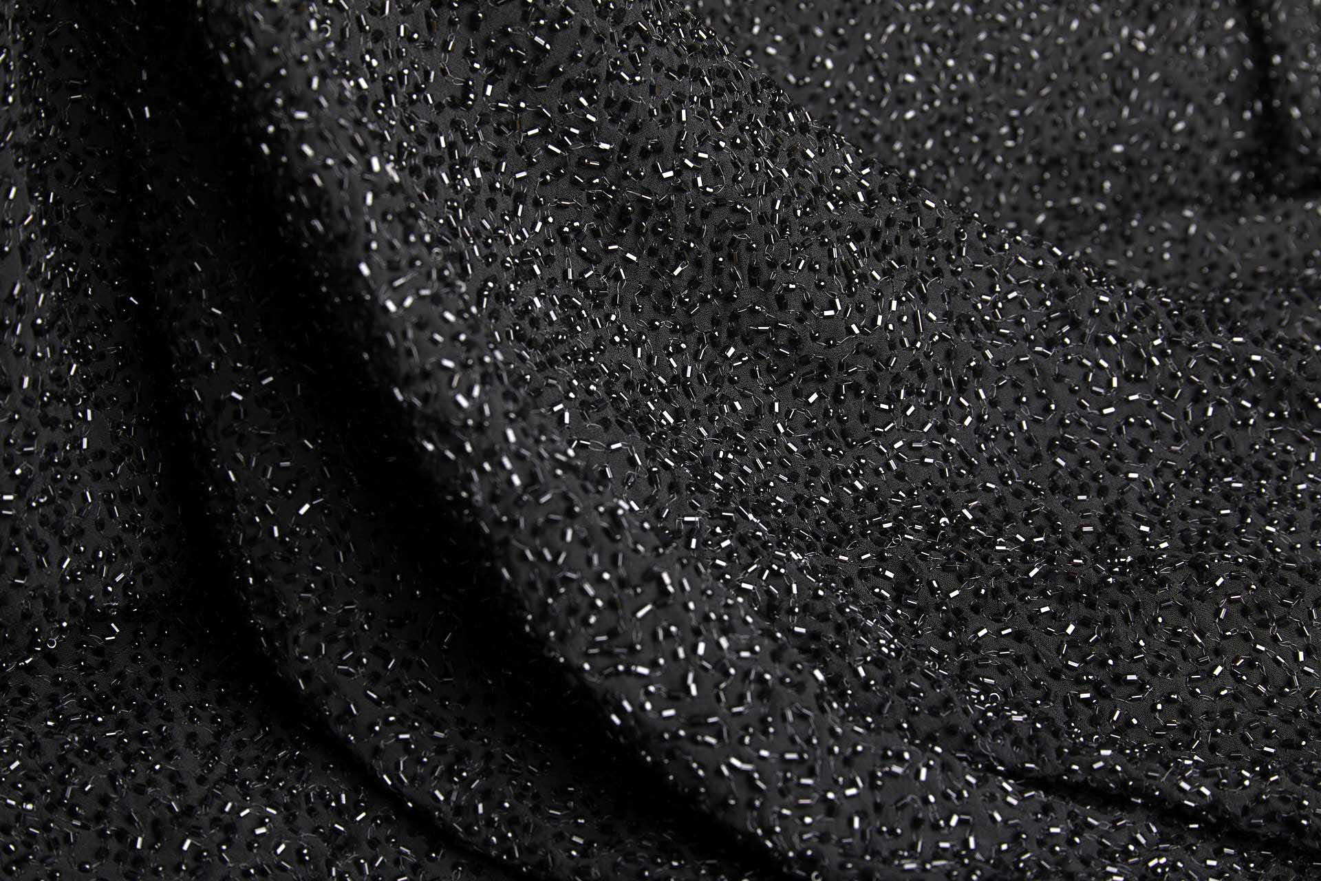 Beaded Silk Chiffon - Black with Black Beads (New) fabric, image 5 of 5