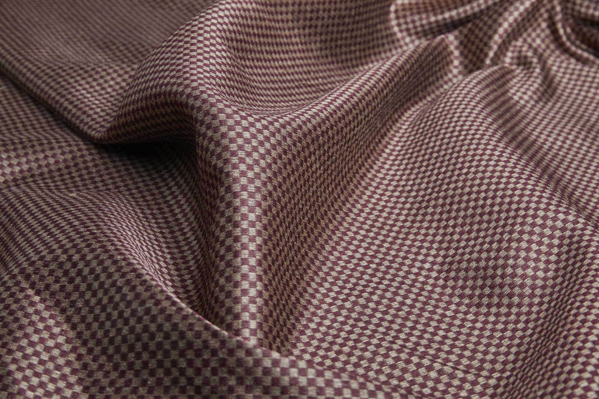 Burgundy and Gold Small Check Brocade fabric, image 2 of 7