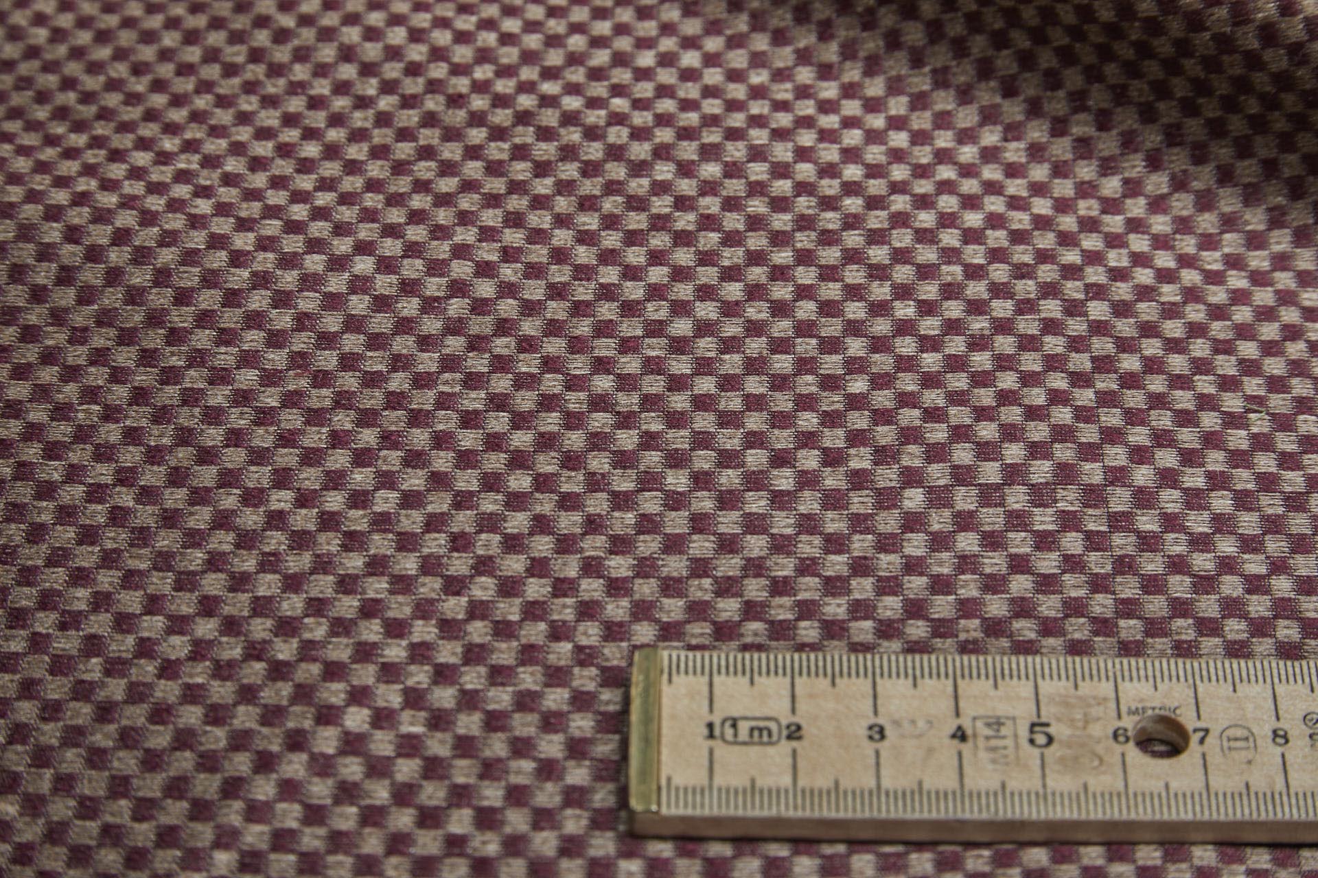 Burgundy and Gold Small Check Brocade fabric, image 6 of 7