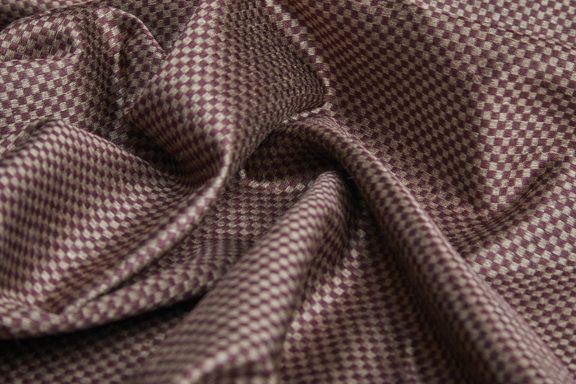 Burgundy and Gold Small Check Brocade fabric, image 7 of 7