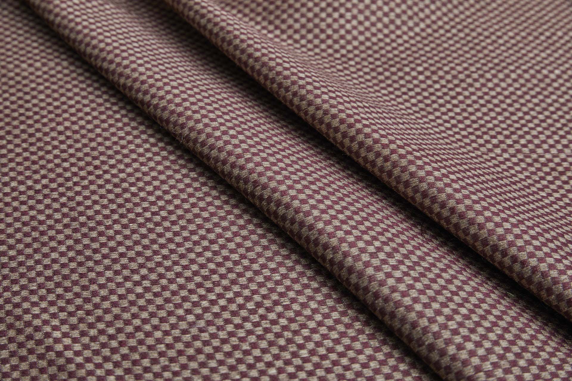 Burgundy and Gold Small Check Brocade fabric