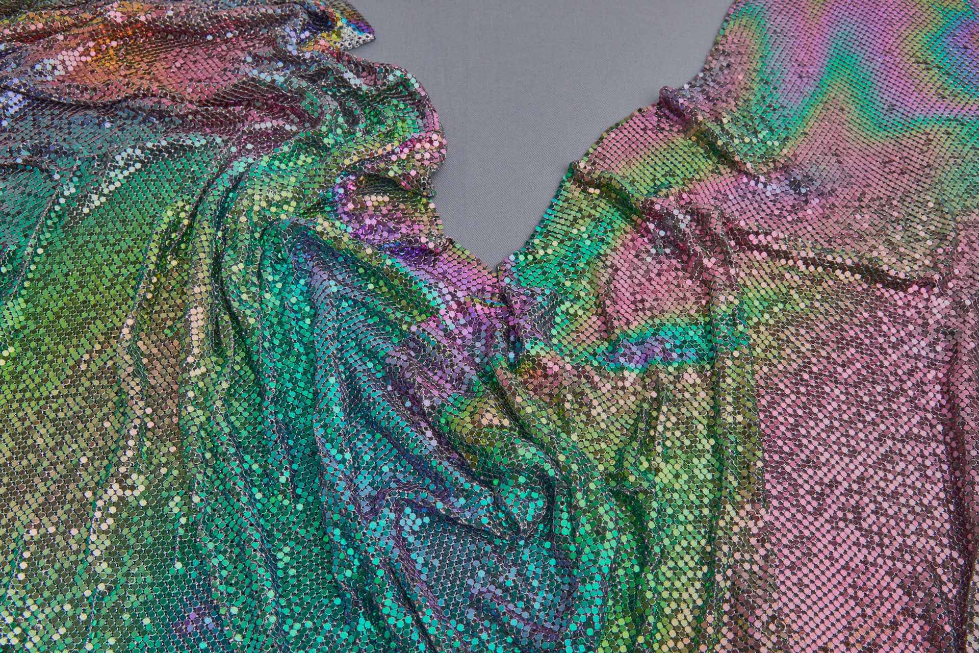 Metal Chainmaille Fabric - Iridescent Green/Purple - Whole piece, image 7 of 8