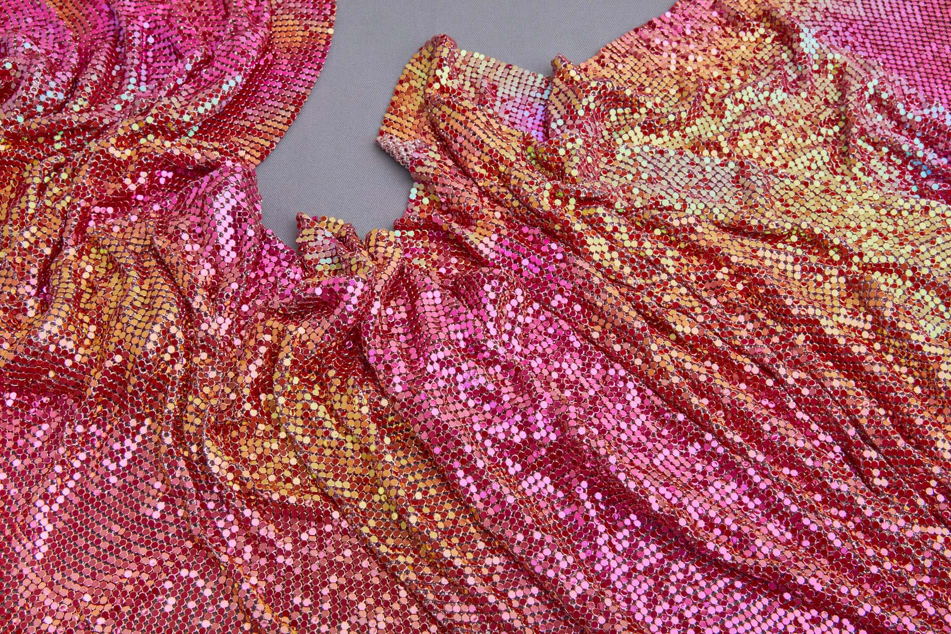 Metal Chainmaille Fabric - Iridescent Red/Pink - Whole piece, image 2 of 9