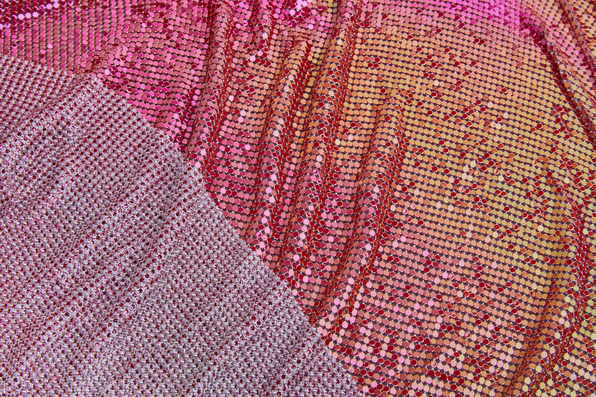 Metal Chainmaille Fabric - Iridescent Red/Pink - Whole piece, image 4 of 9