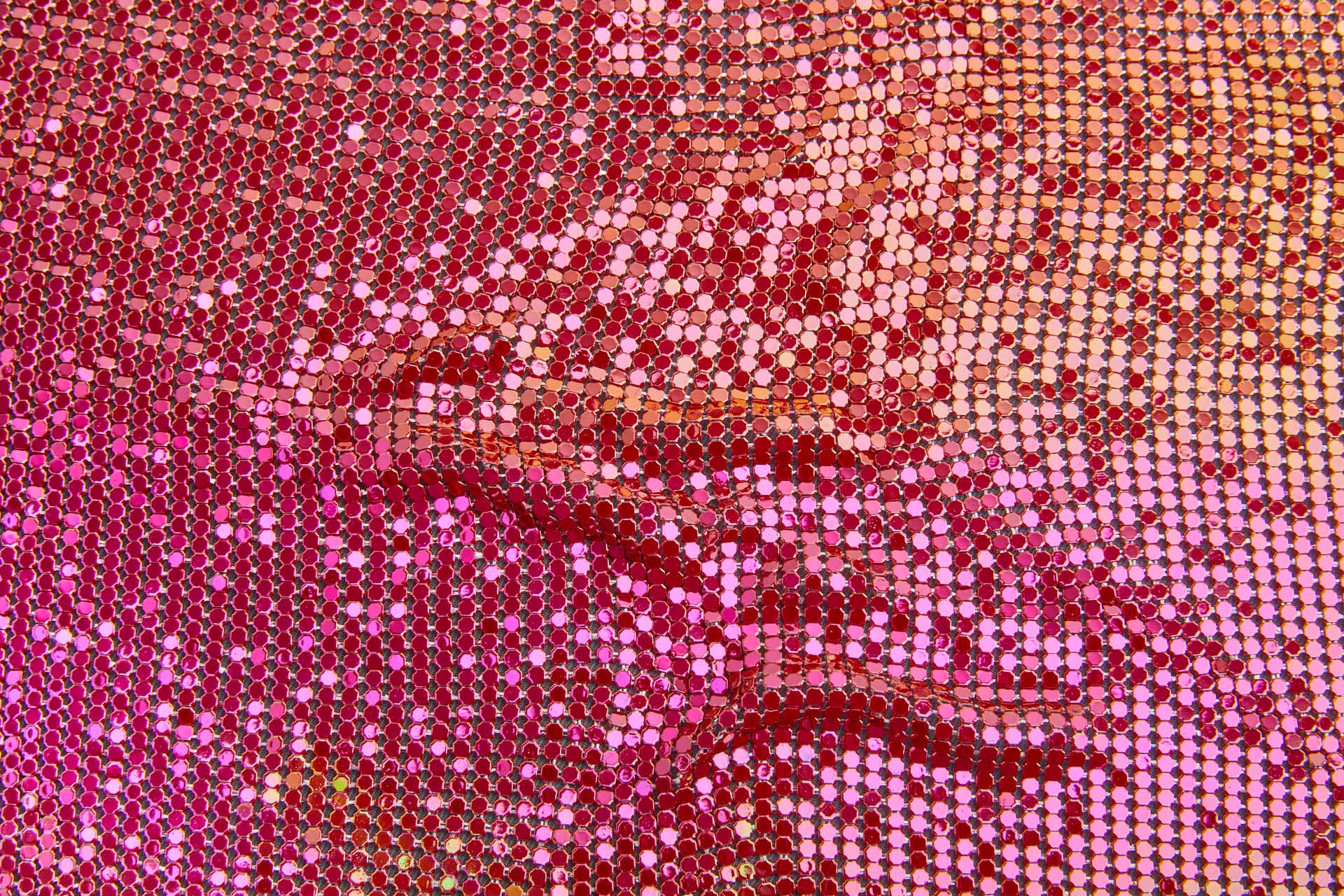 Metal Chainmaille Fabric - Iridescent Red/Pink - Whole piece, image 5 of 9