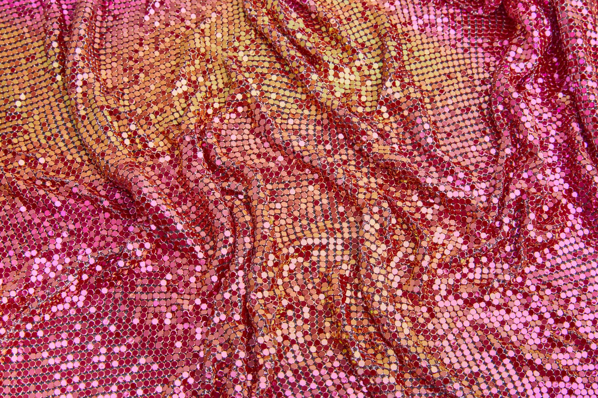 Metal Chainmaille Fabric - Iridescent Red/Pink - Whole piece, image 6 of 9